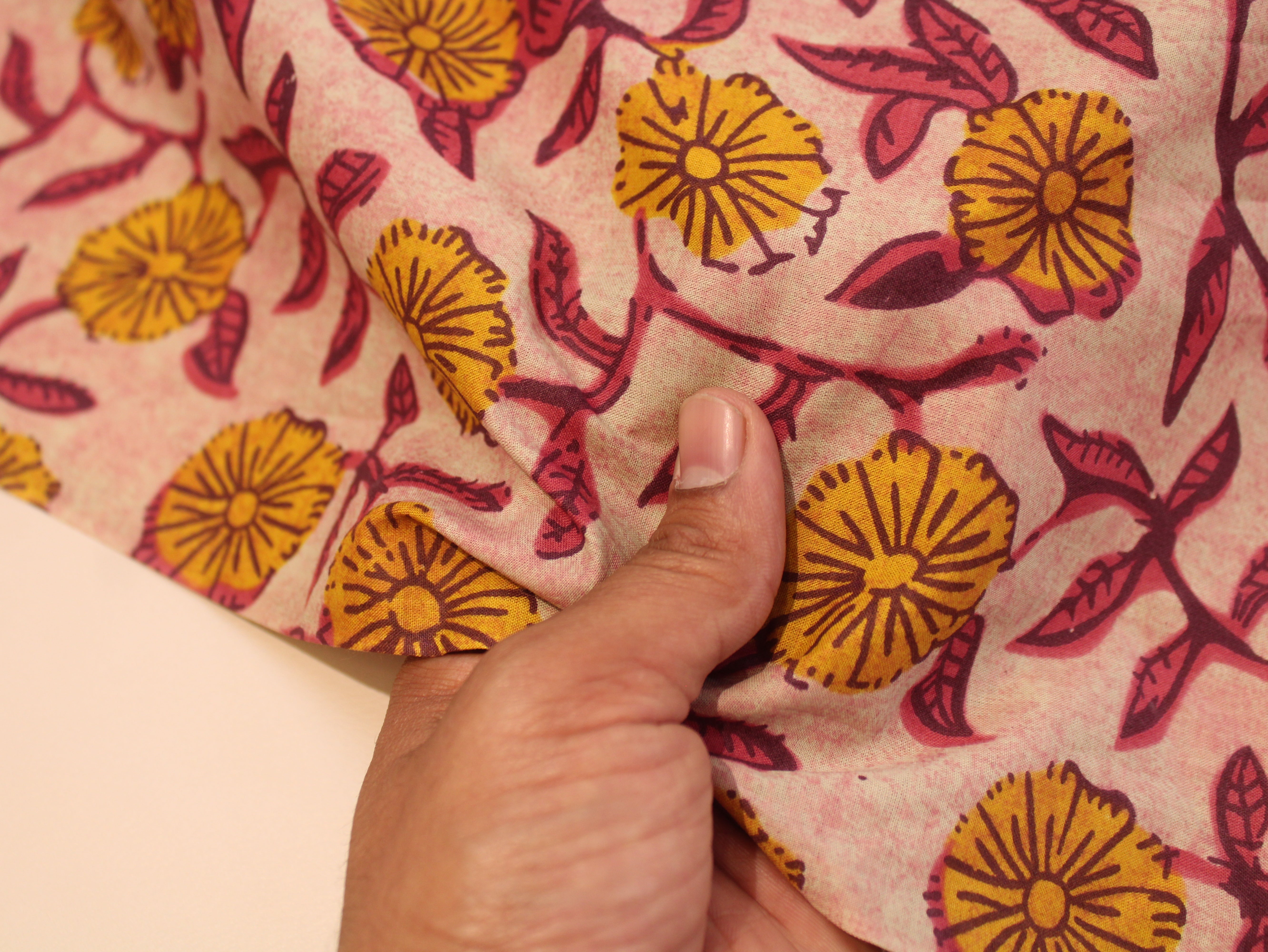 Pure Cotton Cambric Printed Fabric | 44 Inch | 60×60 Count | Pastel Pink