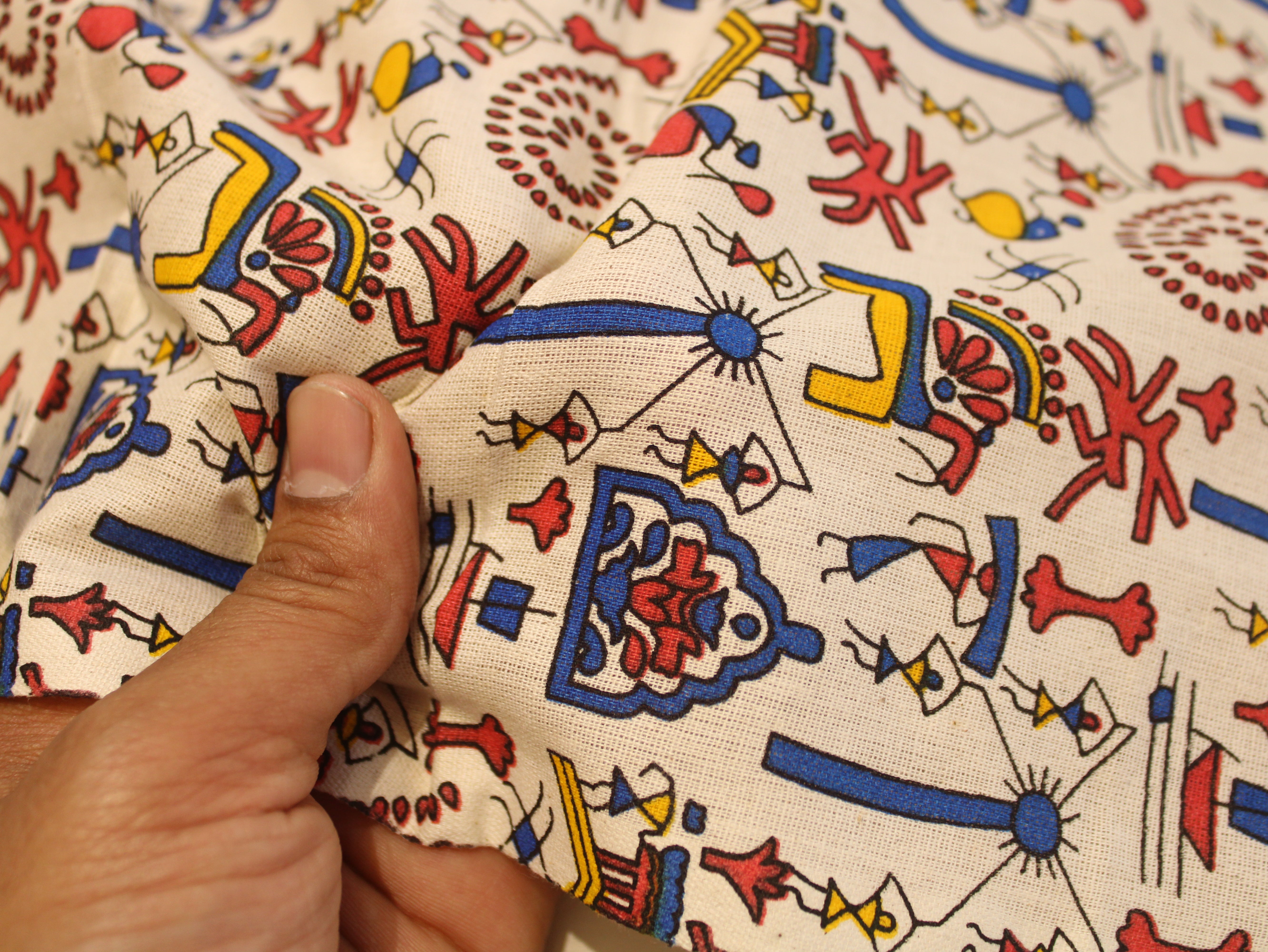 Flex Cotton Warli Screen Discharge Print Fabric - Blue