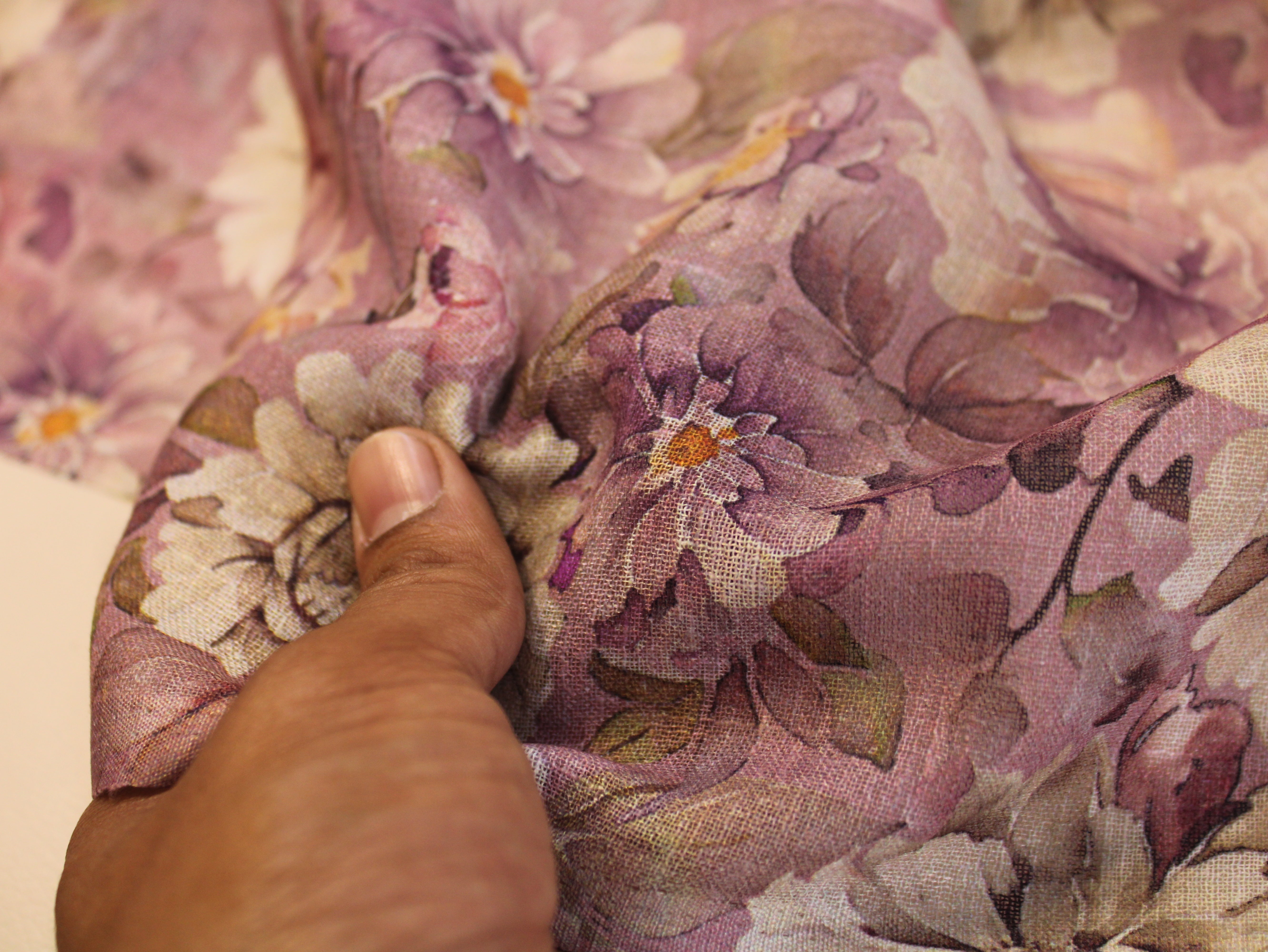 Linen-Textured Slub Cotton Digital Printed Fabric