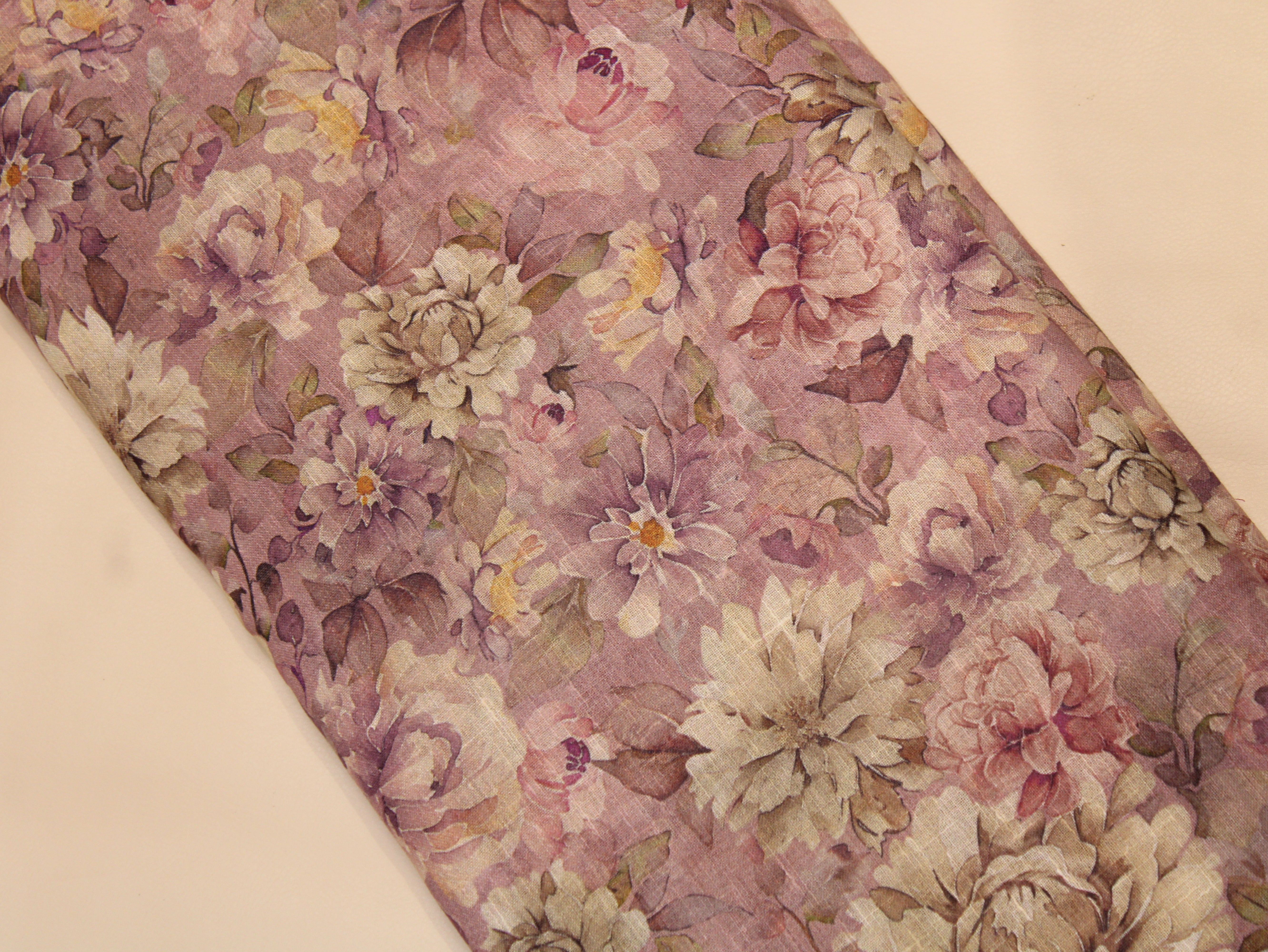 Linen-Textured Slub Cotton Digital Printed Fabric