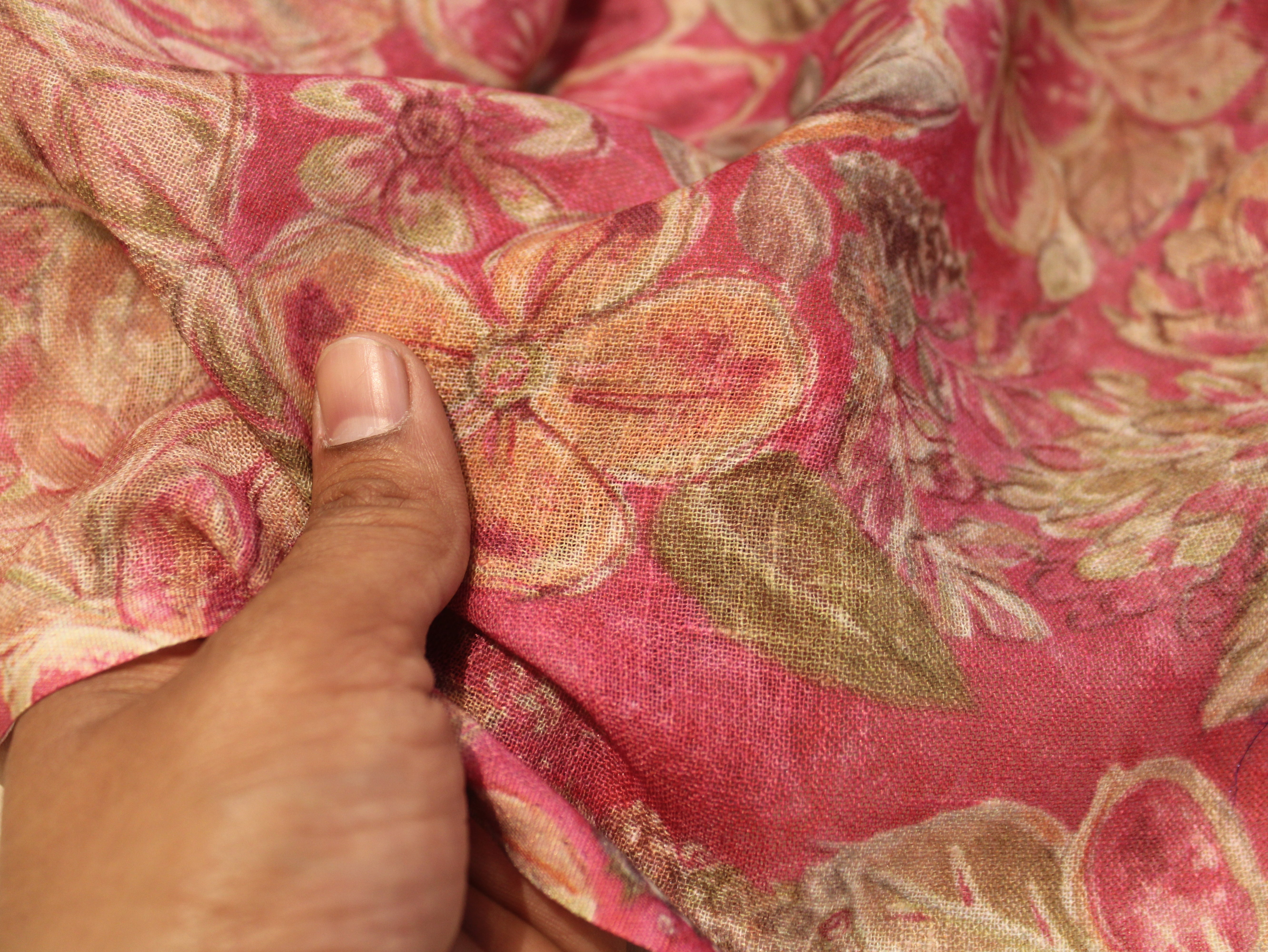 Linen-Textured Slub Cotton Digital Printed Fabric