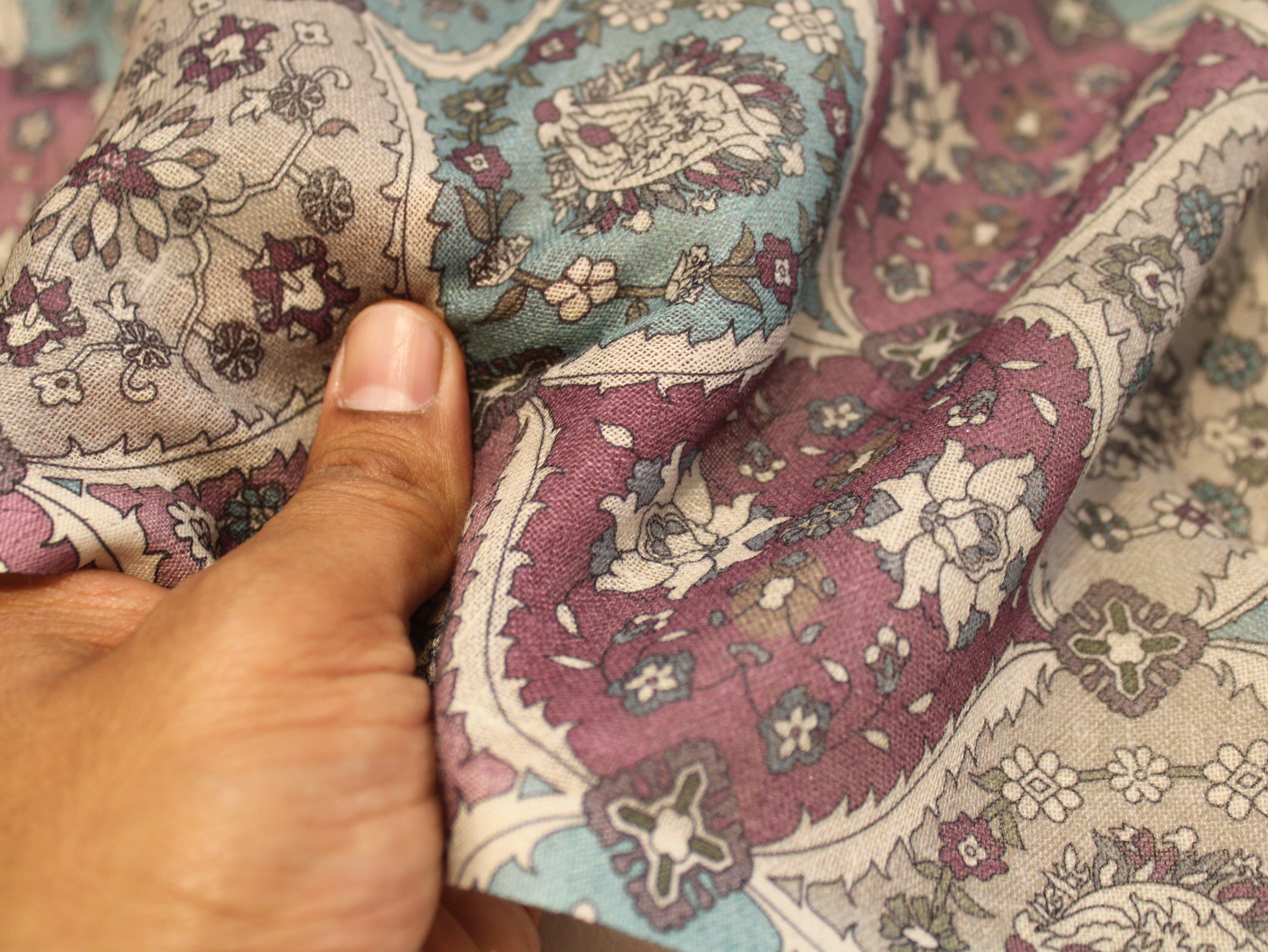 Linen-Textured Slub Cotton Digital Printed Fabric