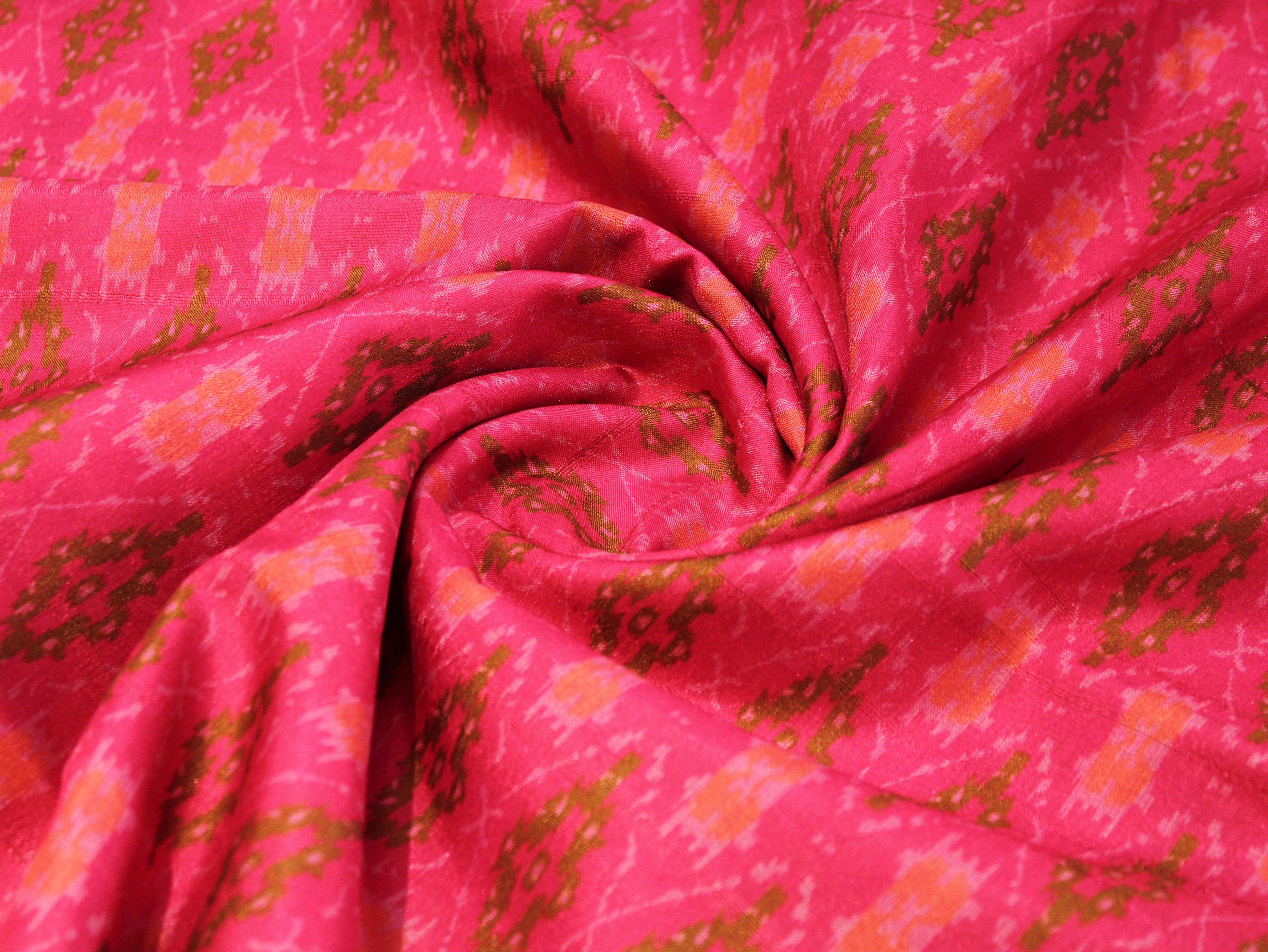 Art Matka Slub Texture Ikat Print Fabric