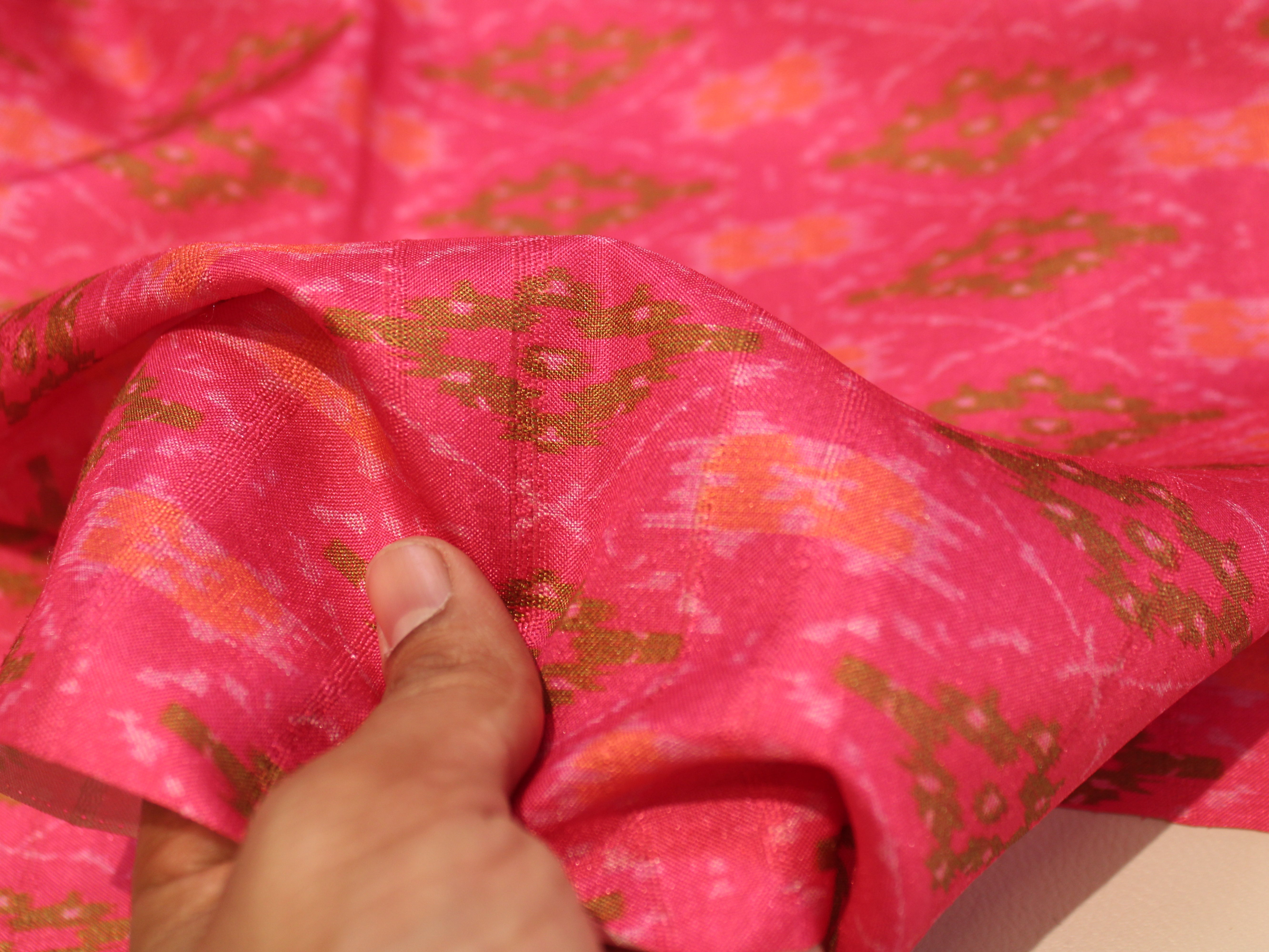 Art Matka Slub Texture Ikat Print Fabric