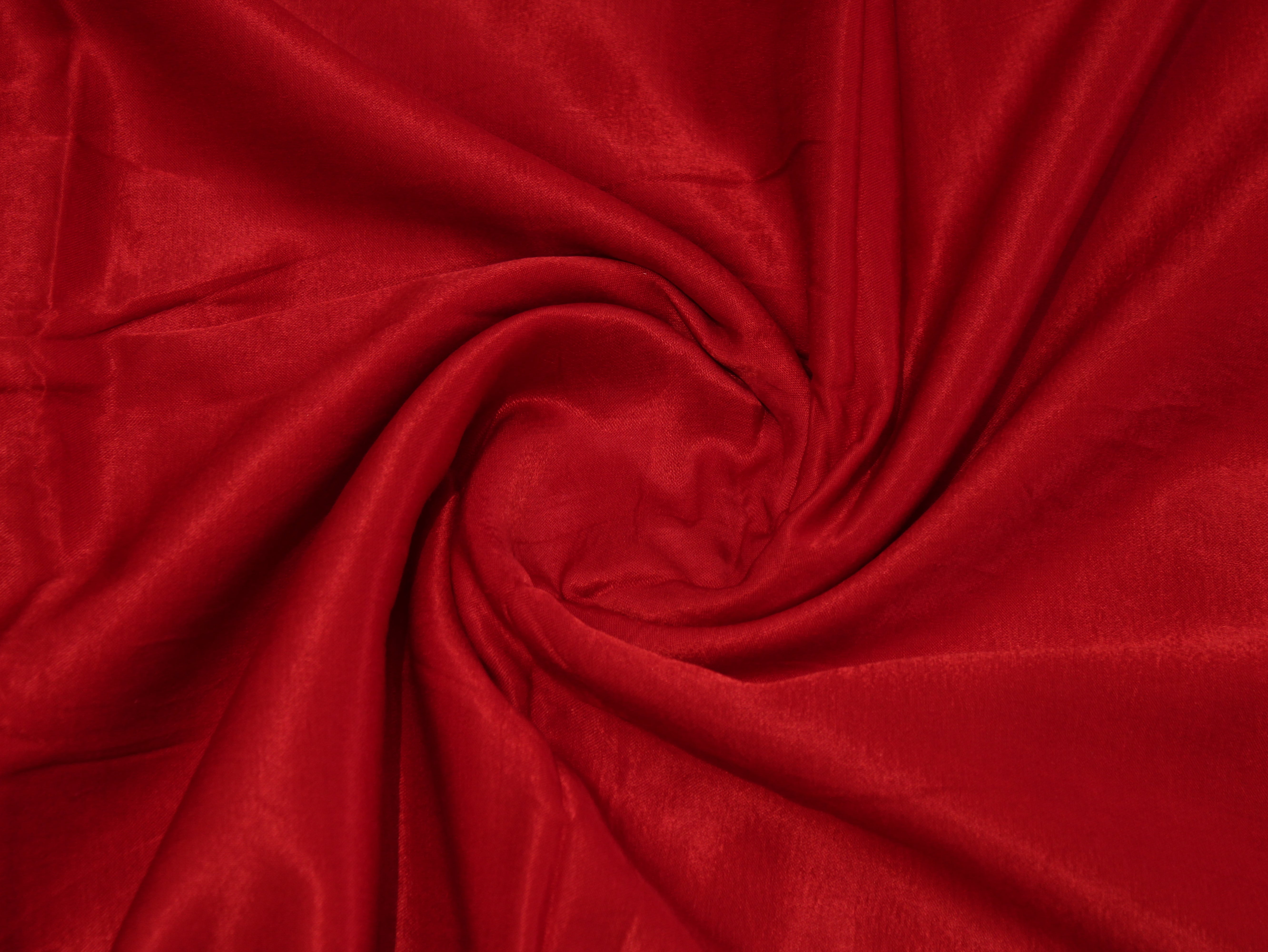 Gaji Mashru Silk Look Plain Dyed Fabric - Silk Red