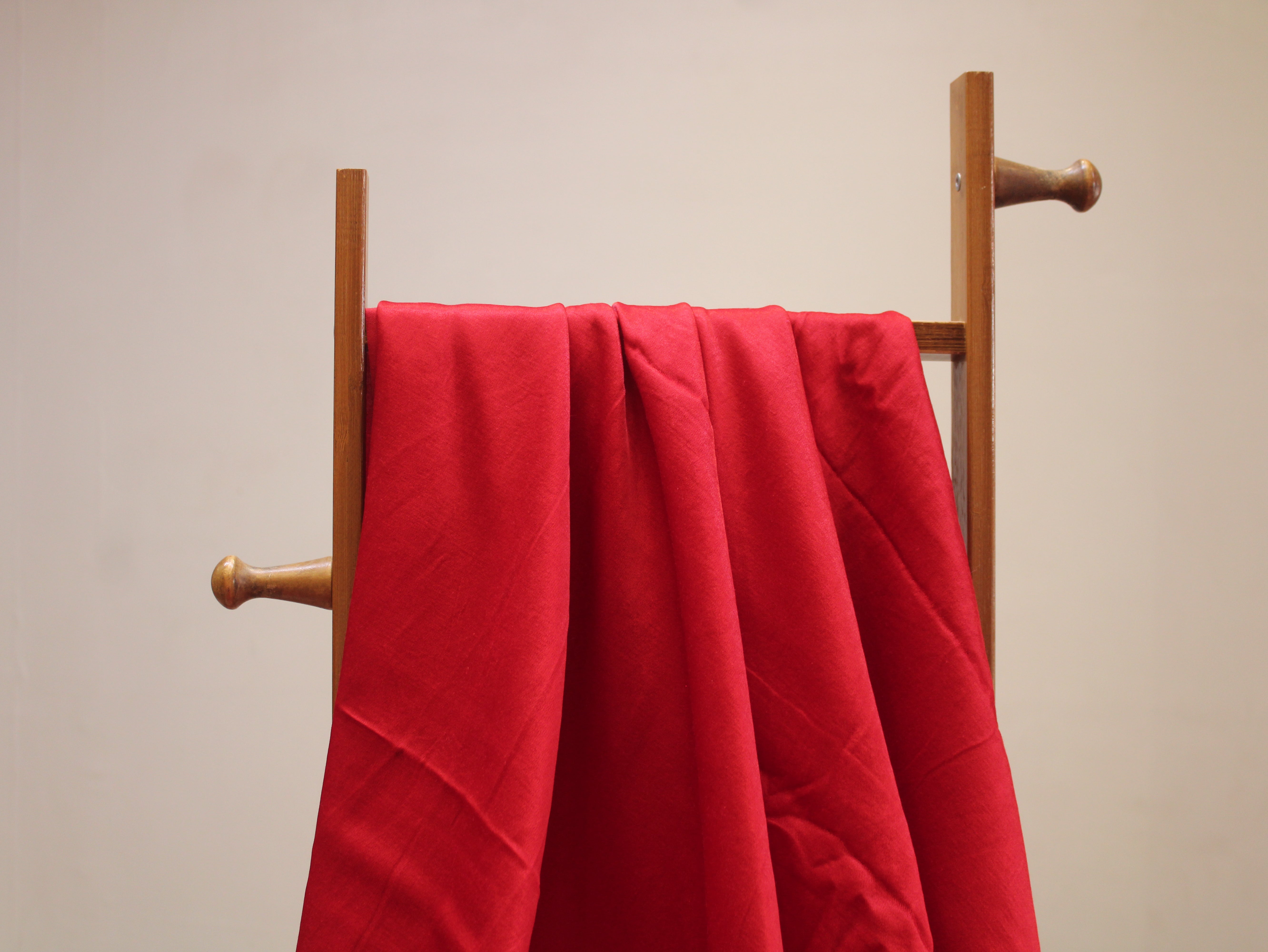Gaji Mashru Silk Look Plain Dyed Fabric - Silk Red
