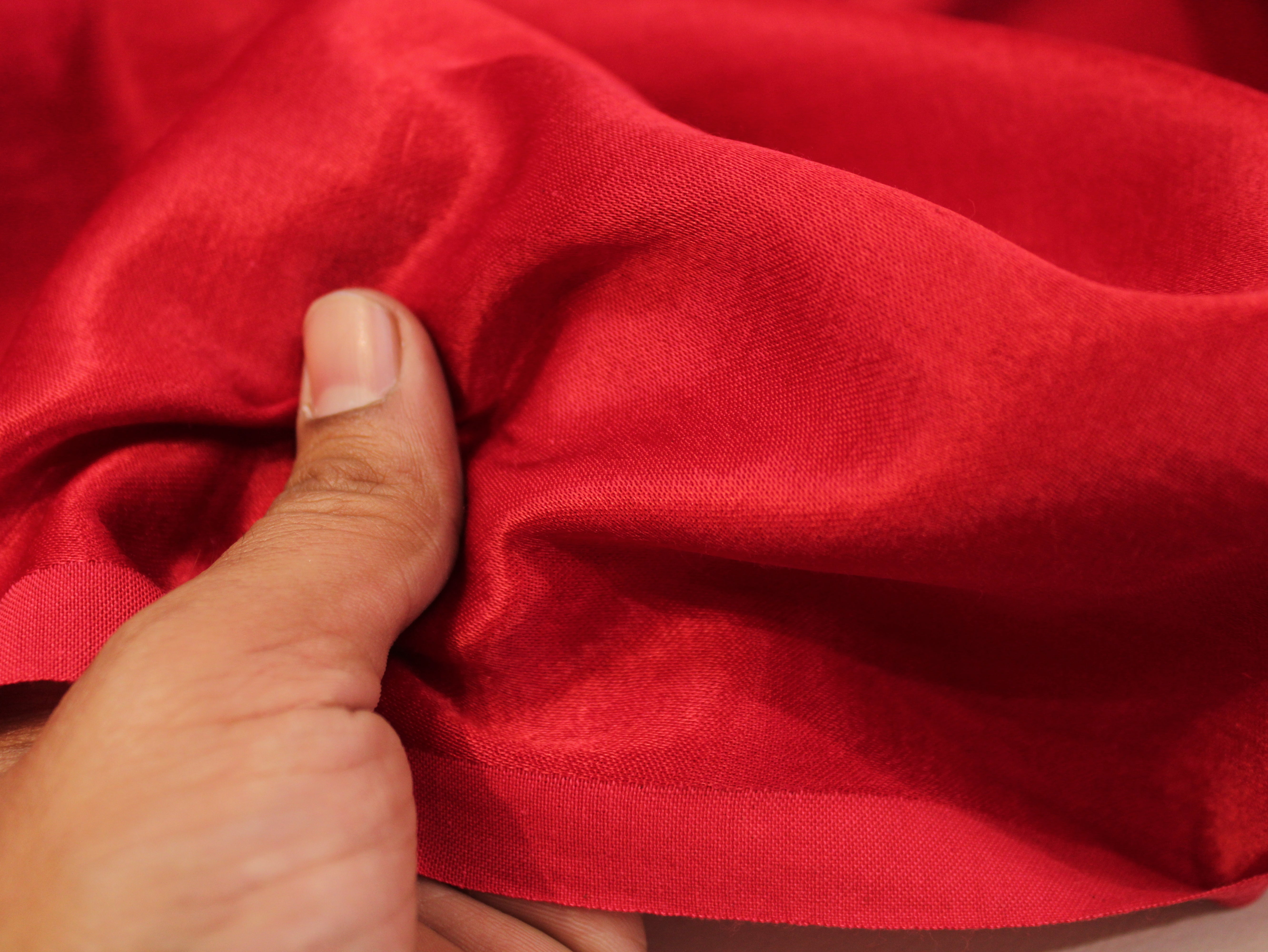 Gaji Mashru Silk Look Plain Dyed Fabric - Silk Red