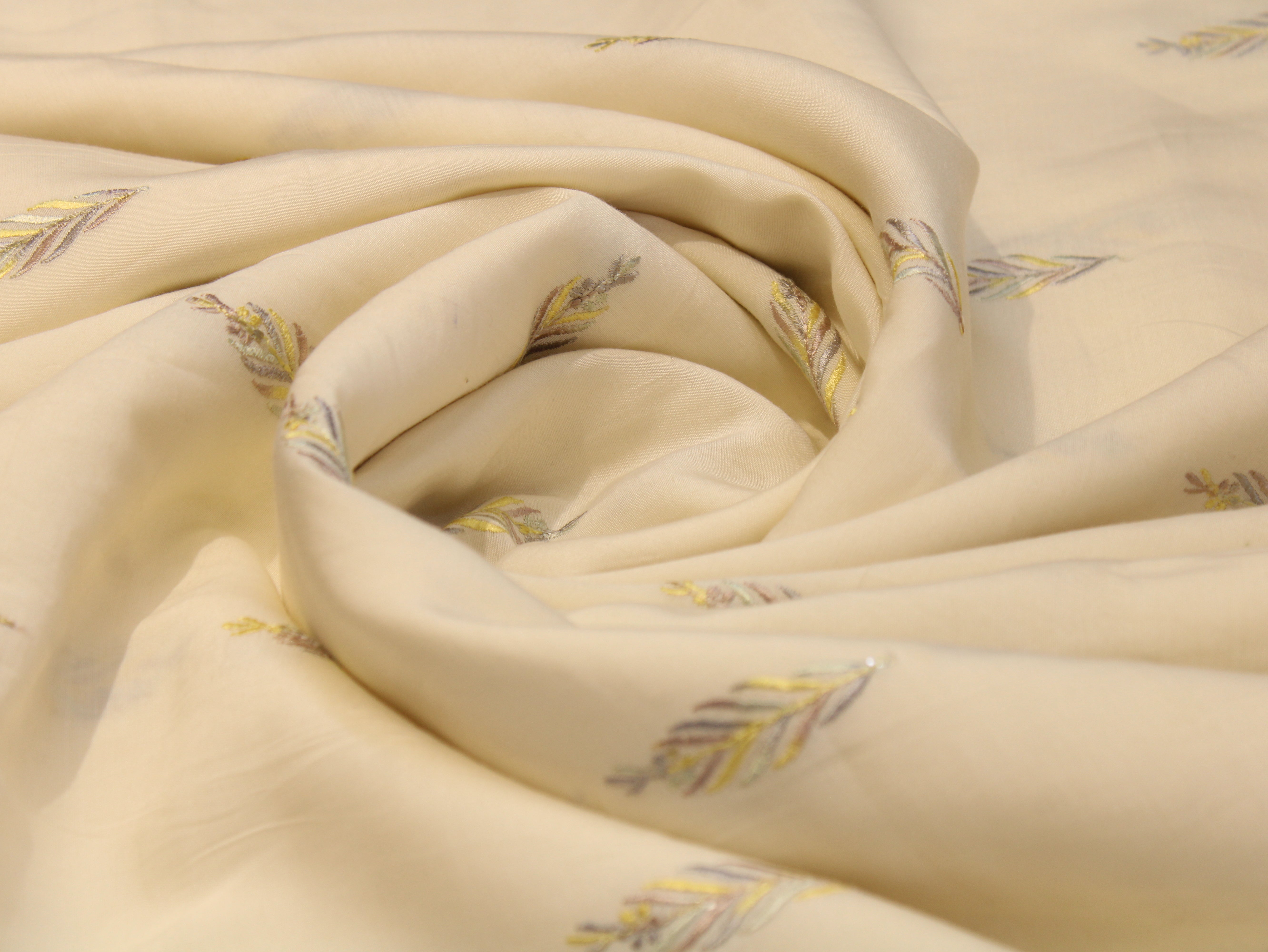 Pure Chanderi Silk Fabric for Kurta — Yellow Embroidery