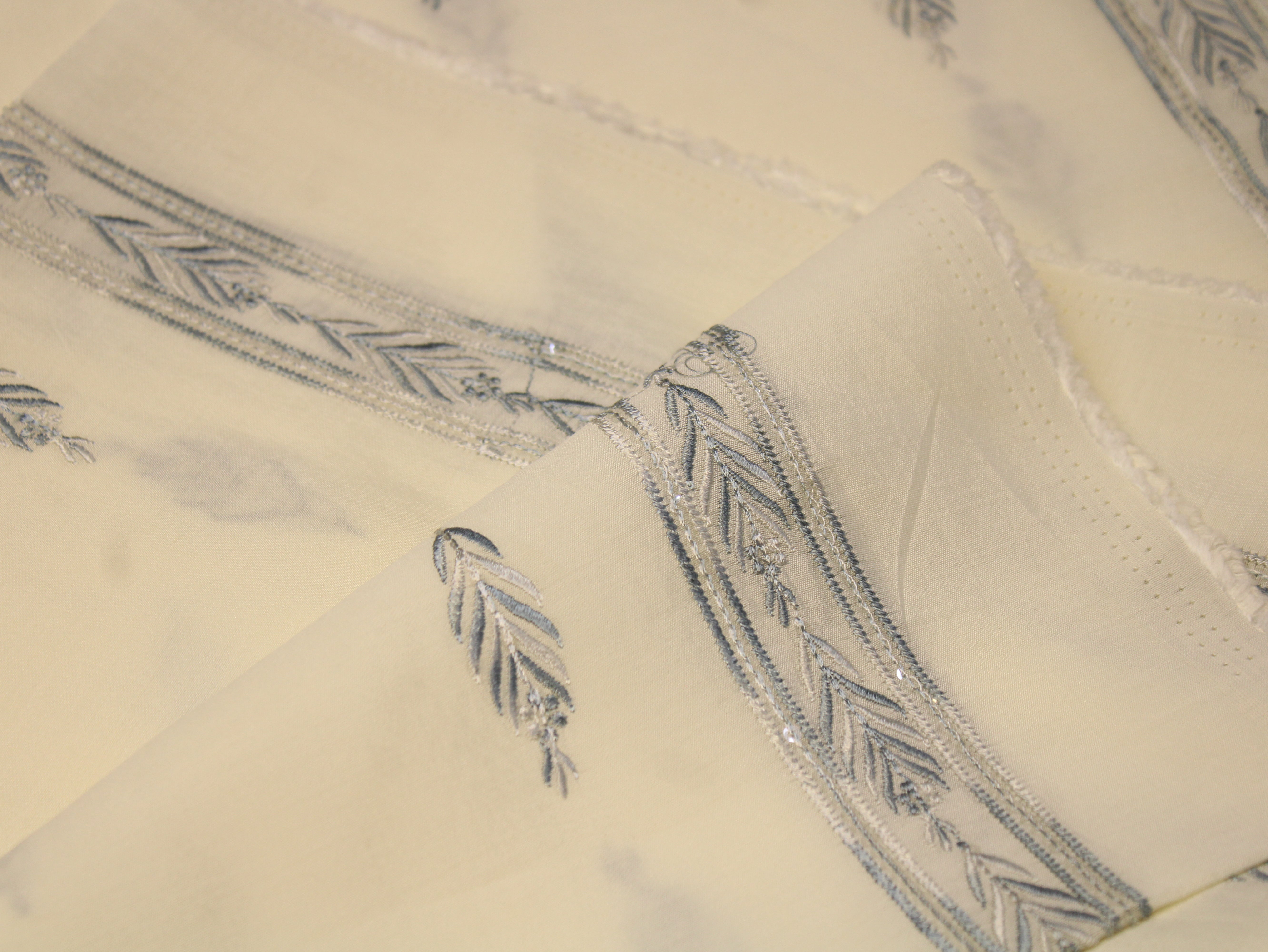 Pure Chanderi Silk Fabric for Kurta — Blue Embroidery