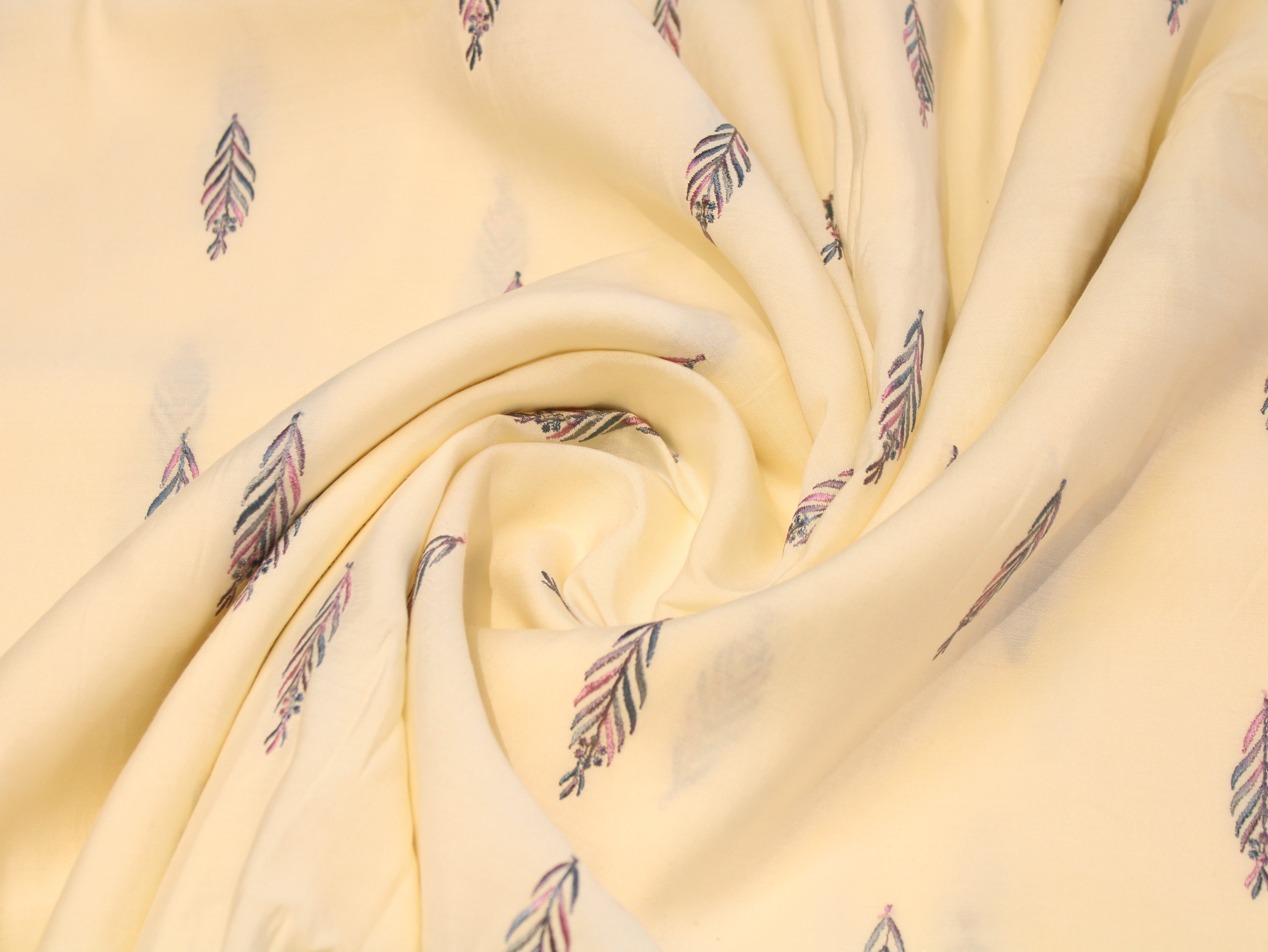 Pure Chanderi Silk Fabric for Kurta — Wine Embroidery