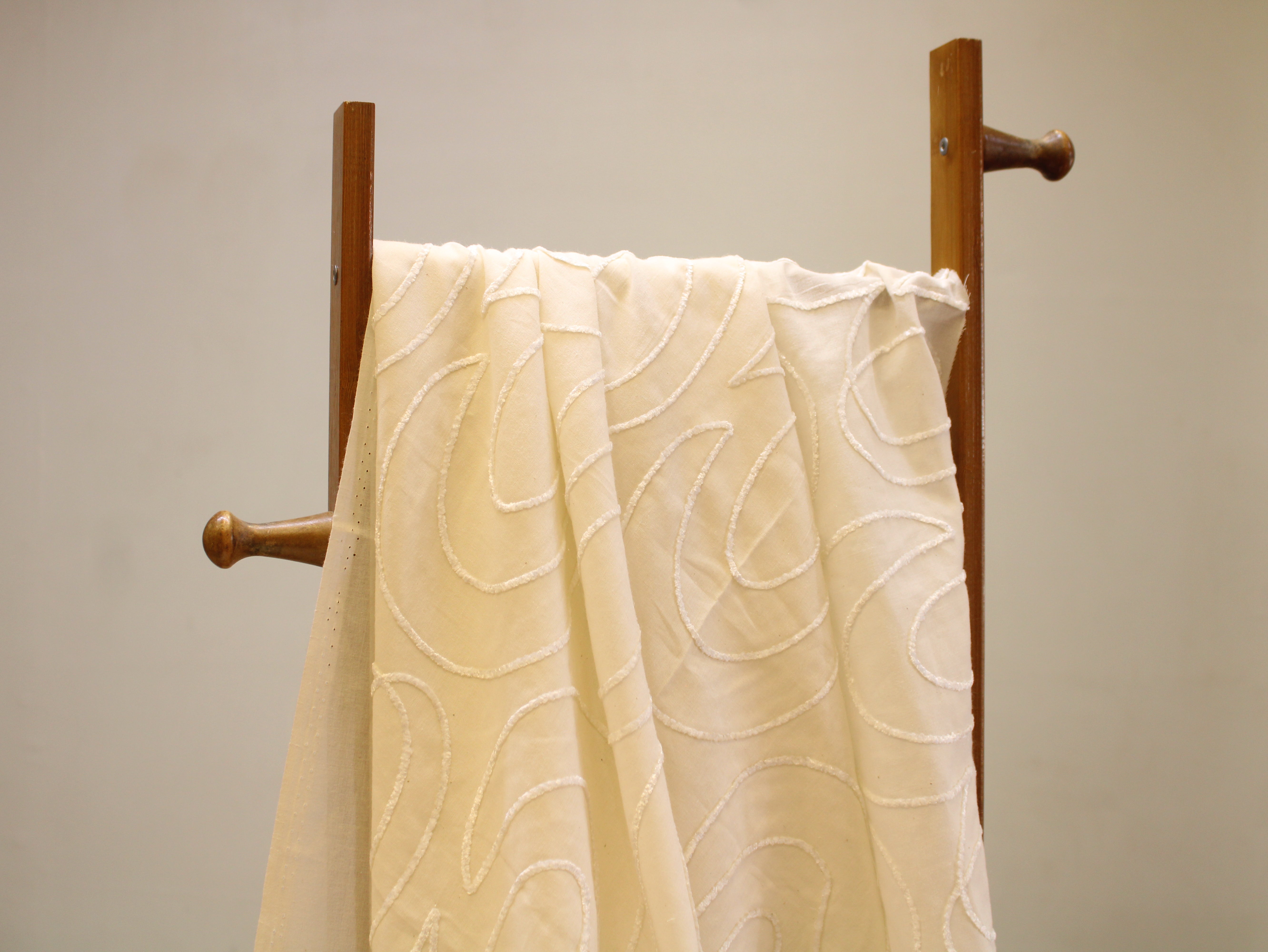 Cotton Fabric with Cord Embroidery — Beige