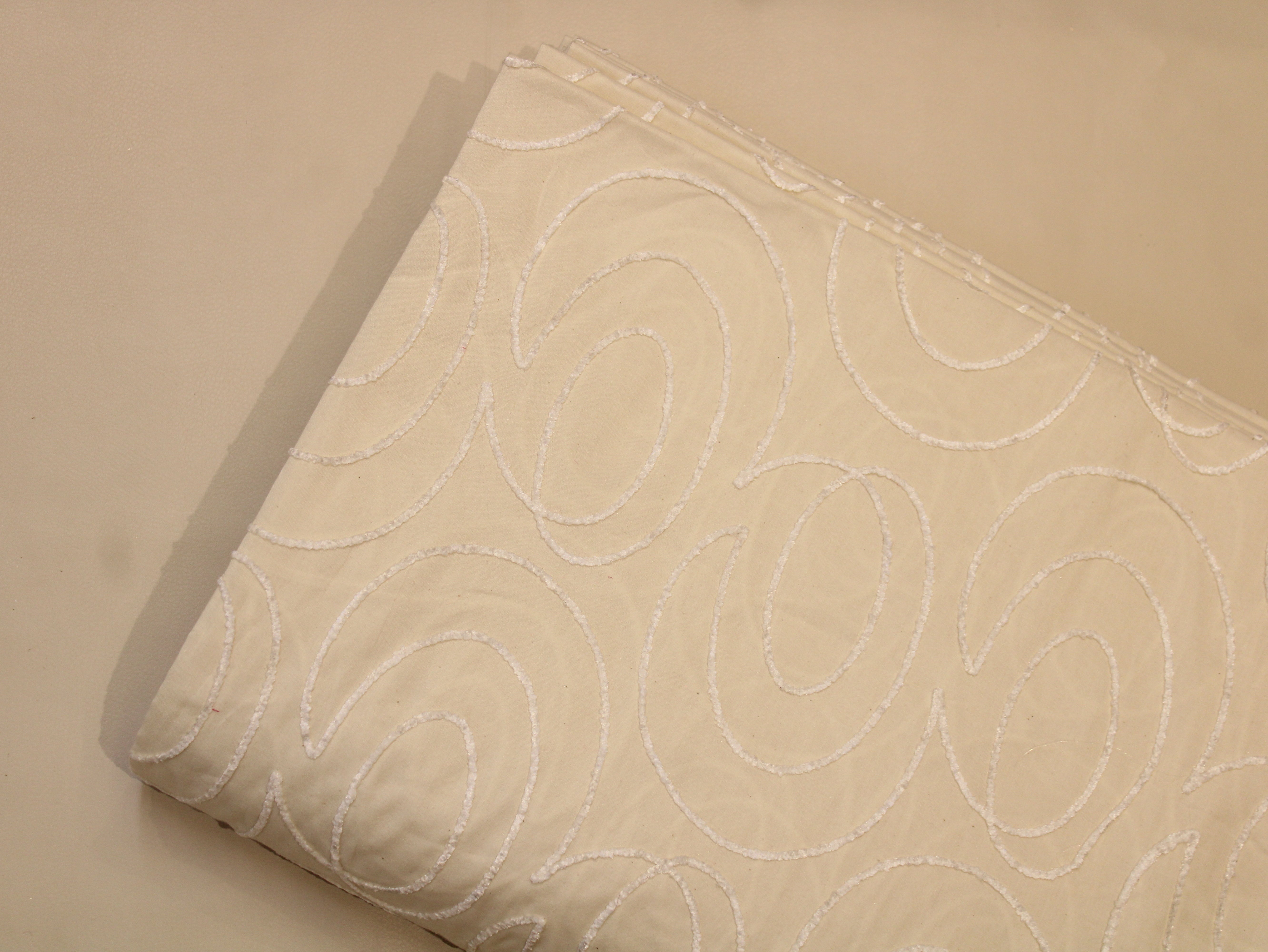 Cotton Fabric with Cord Embroidery — Beige