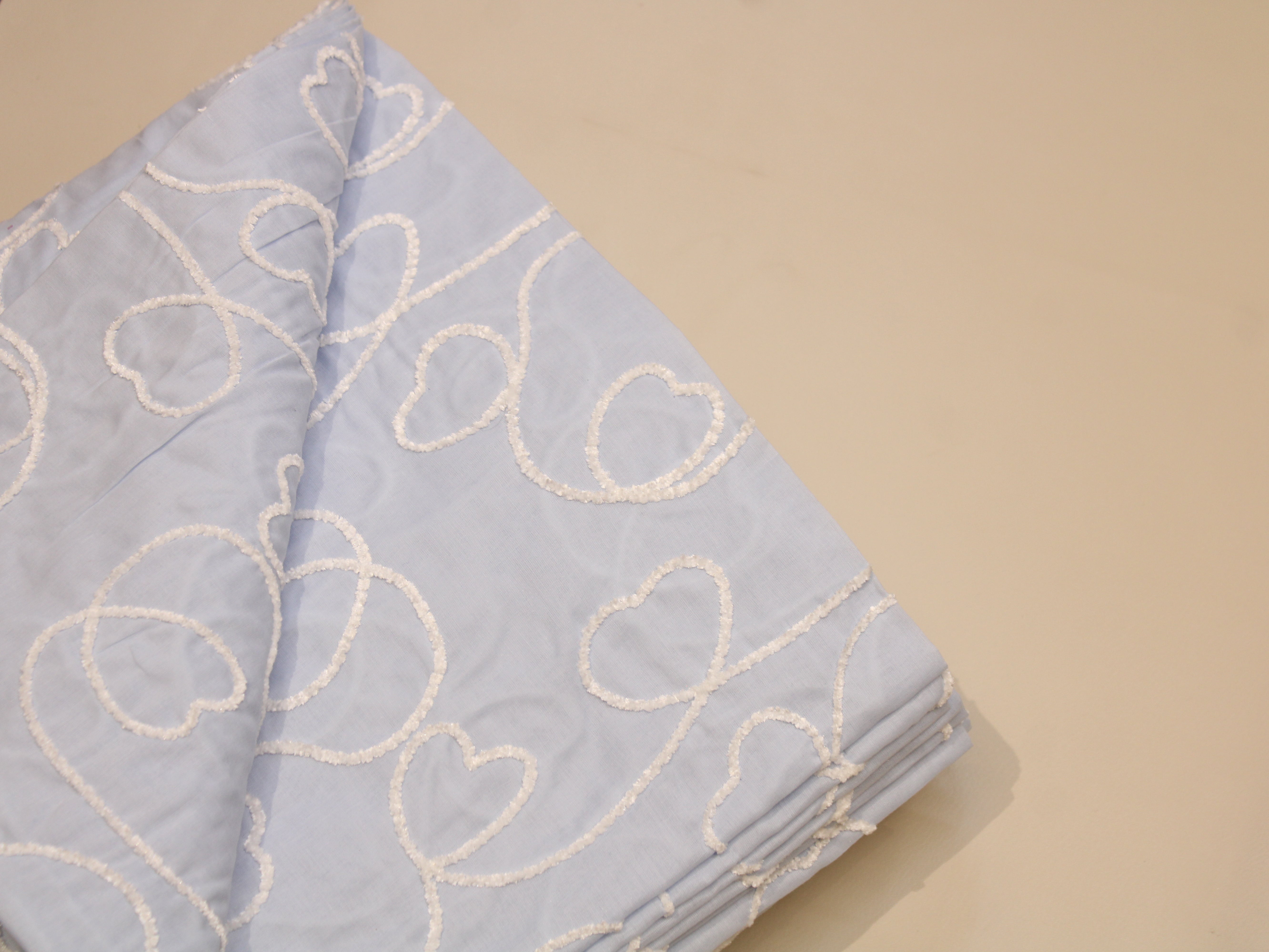 Cotton Fabric with Cord Embroidery — Powder Blue