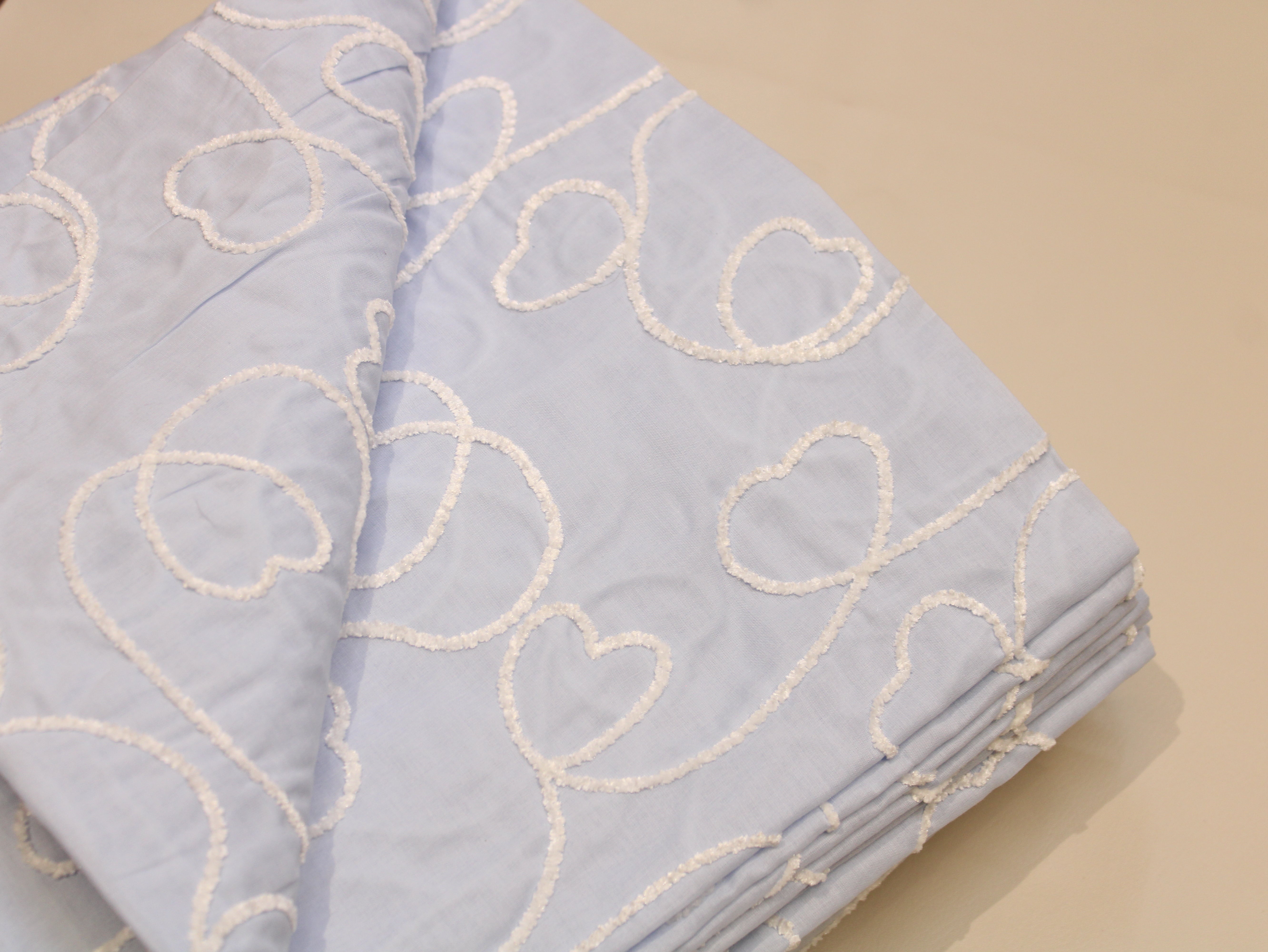 Cotton Fabric with Cord Embroidery — Powder Blue
