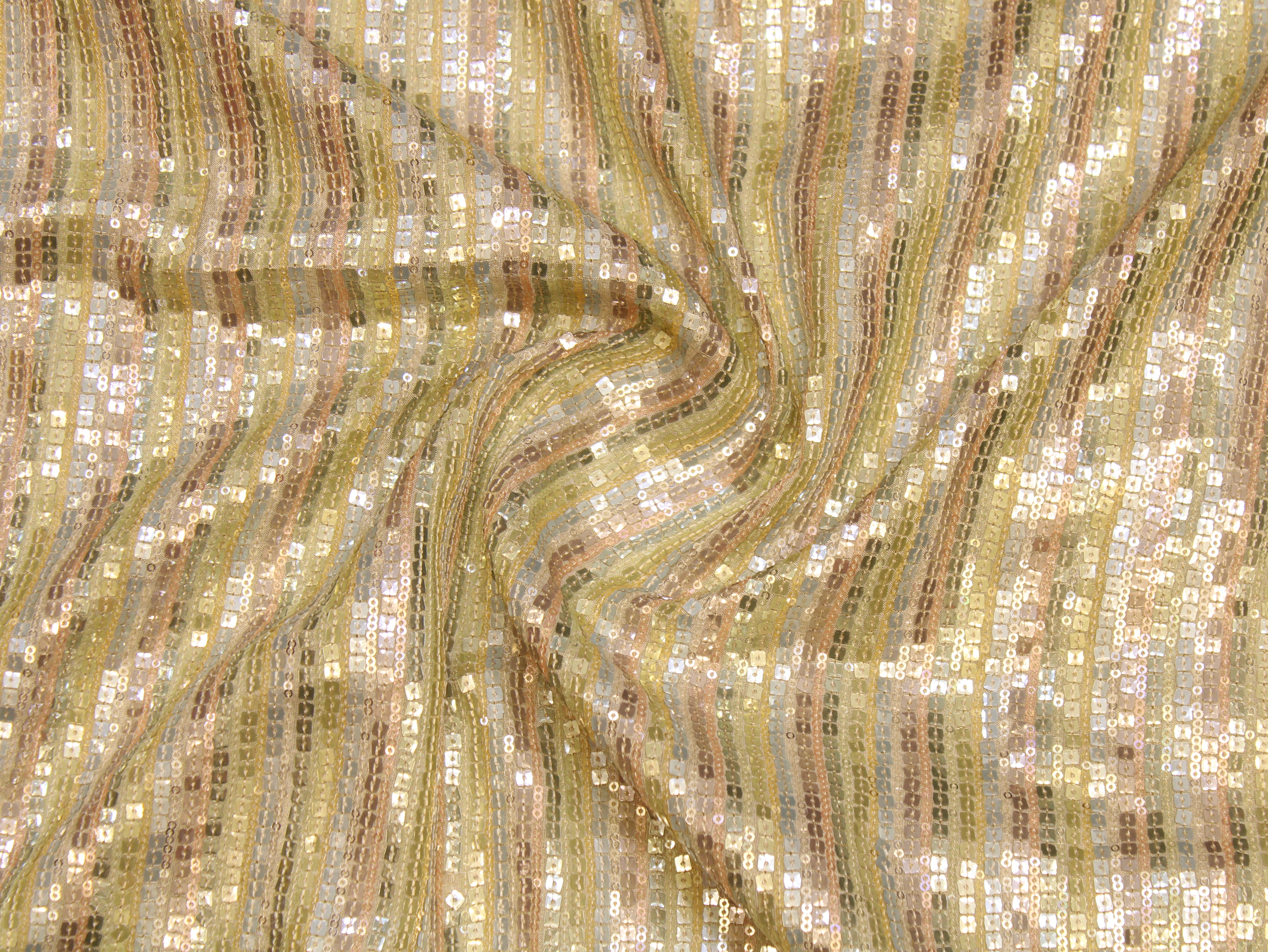 Tissue Fabric — Pastel Multi-Shade | Allover Glitter Sequin Work