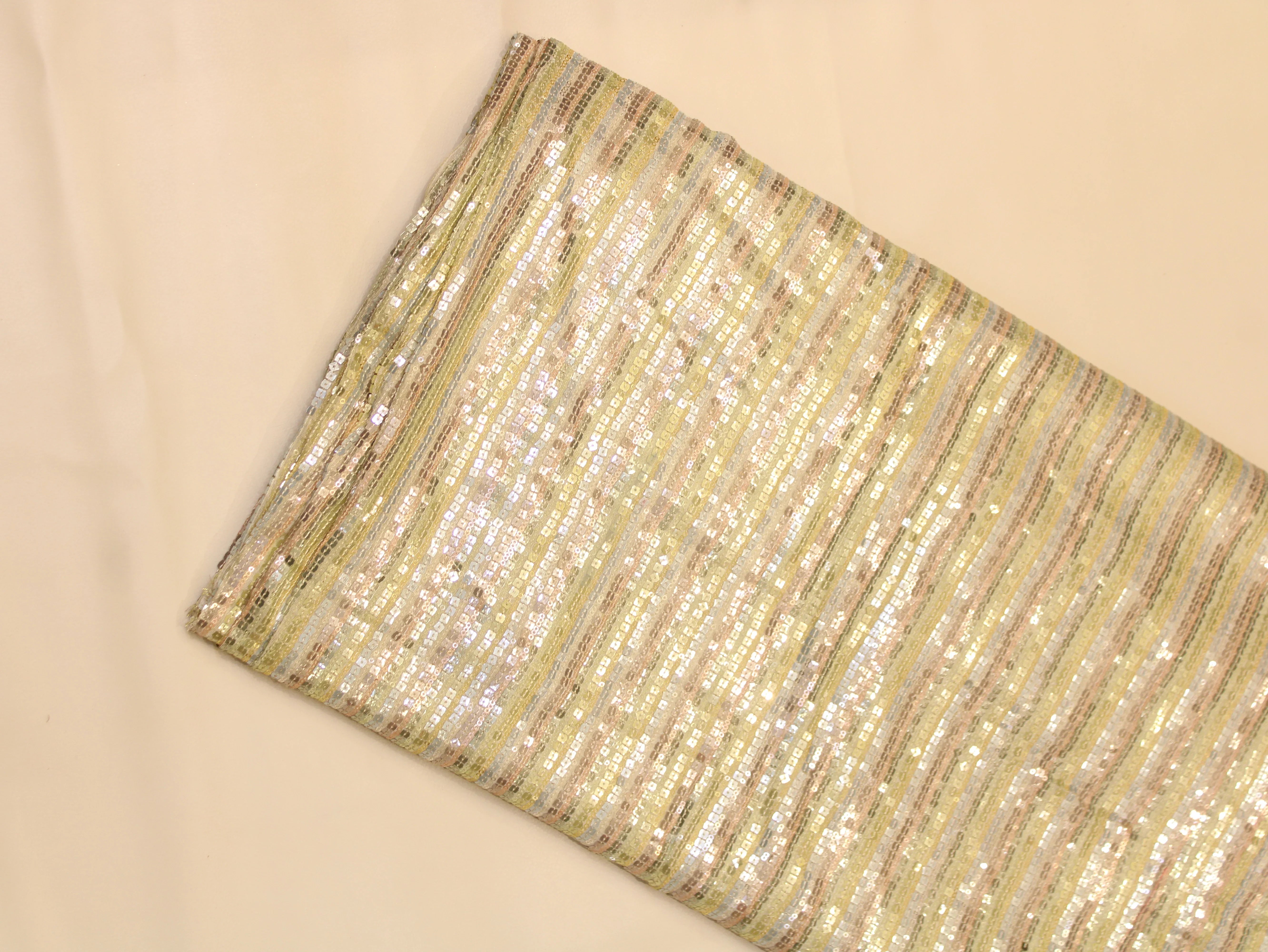 Tissue Fabric — Pastel Multi-Shade | Allover Glitter Sequin Work