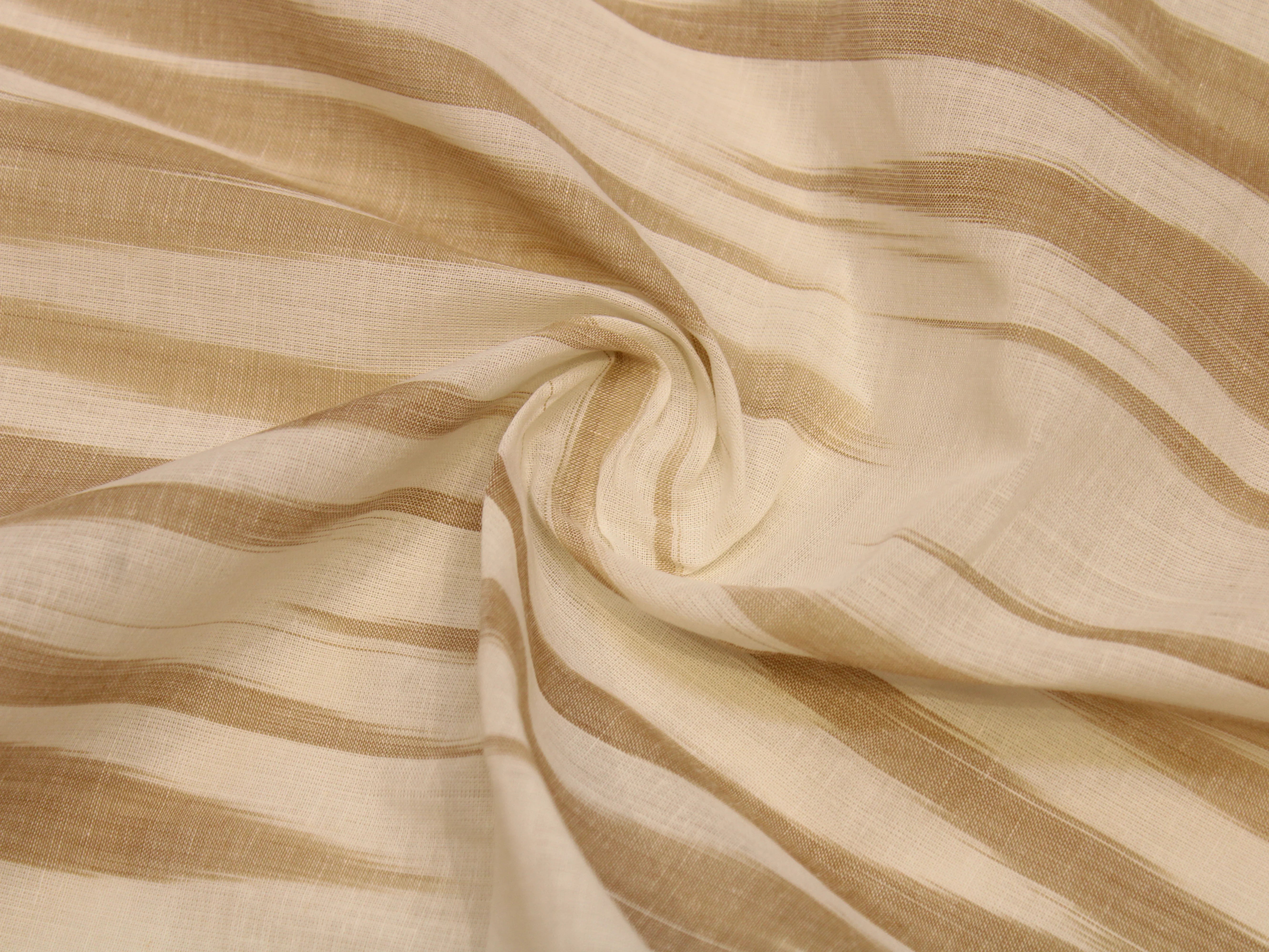 Pure Cotton Handloom Woven Fabric — Beige | Chevron Pattern | 44 Inch