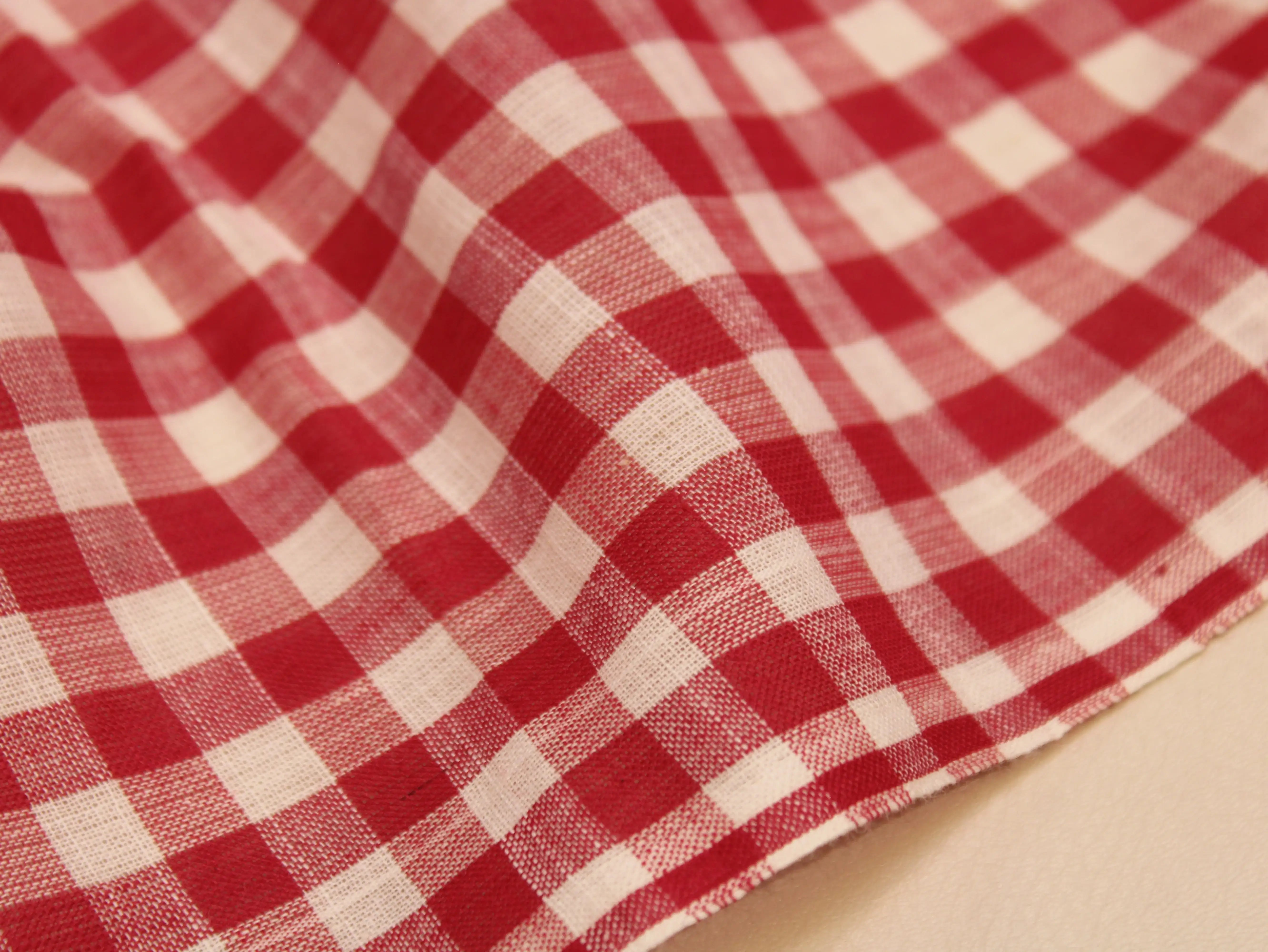 Pure Cotton Handloom Woven Fabric — Red | Checked | 44 Inch