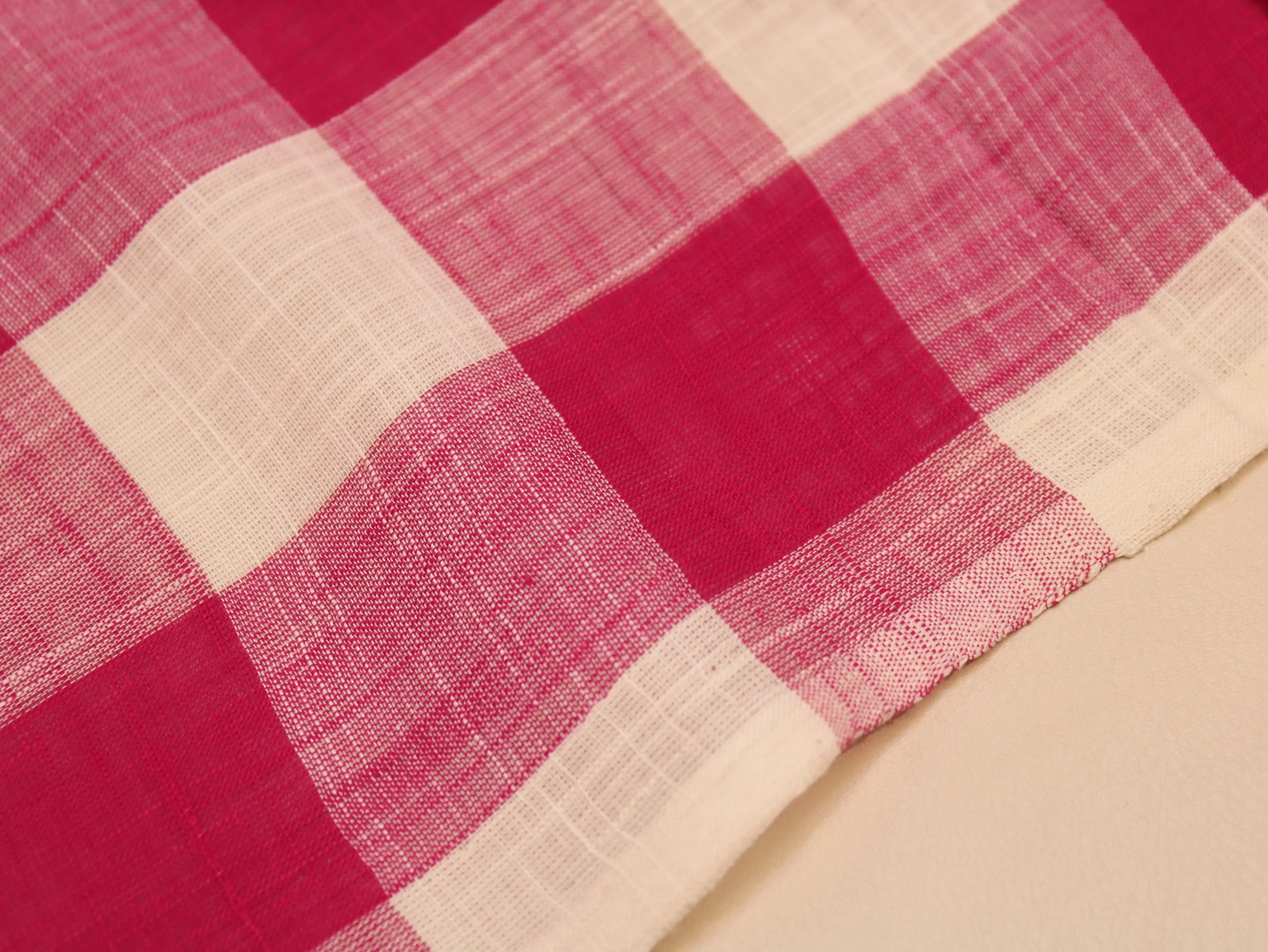 Pure Cotton Handloom Woven Fabric — Rani Pink | Checked | 44 Inch