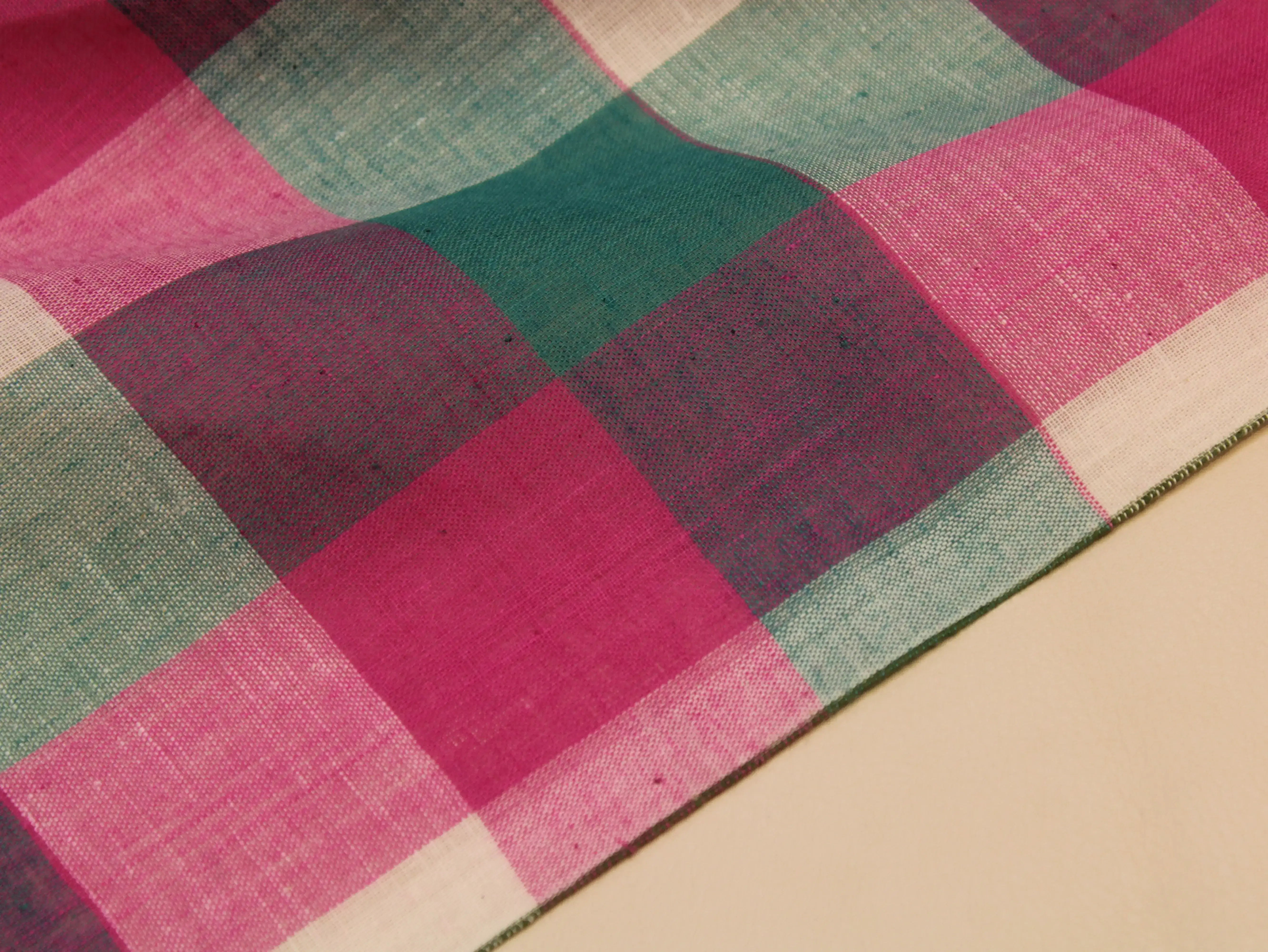 Pure Cotton Handloom Woven Fabric — Multi Checked | 44 Inch