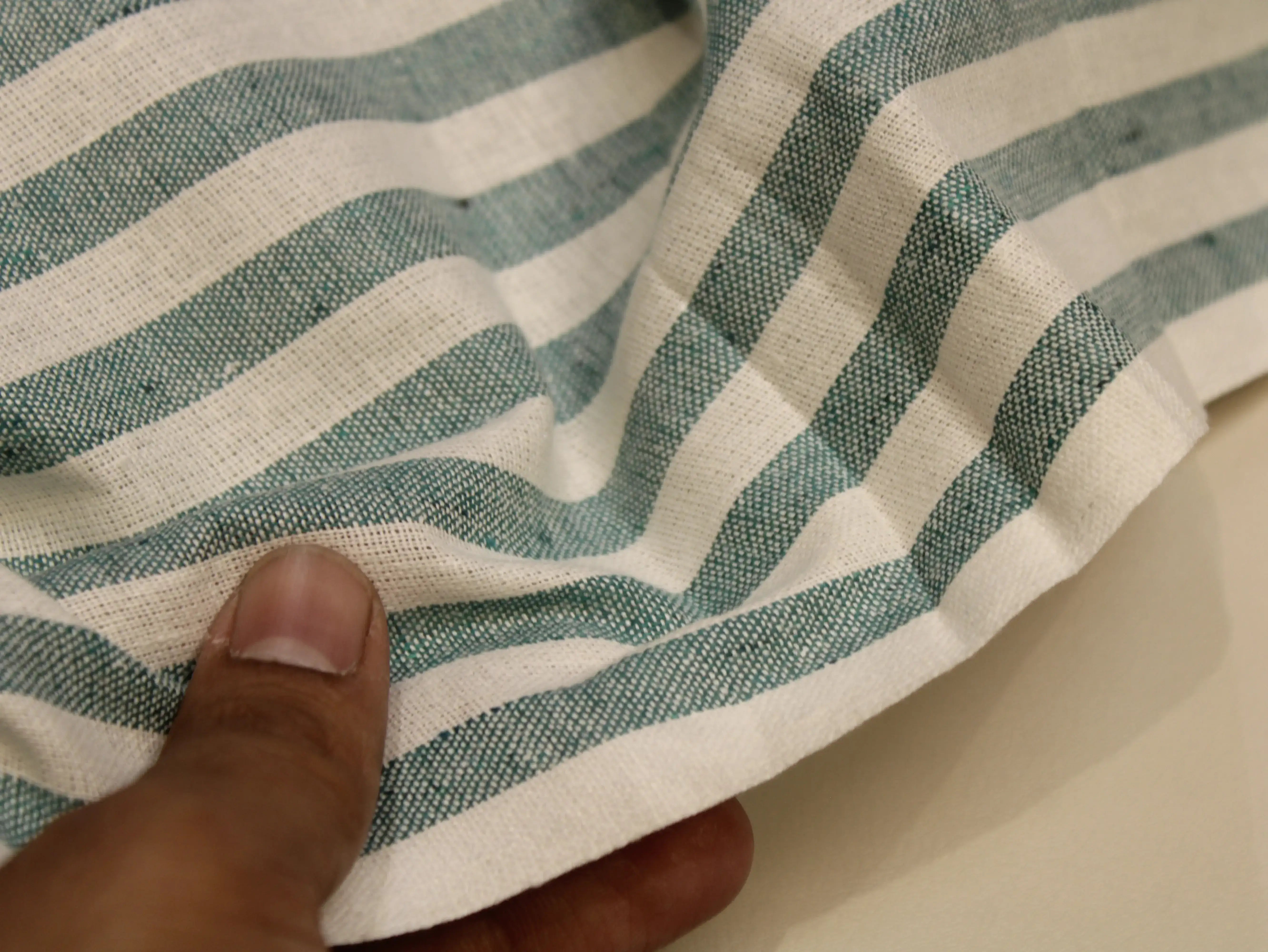 Pure Cotton Handloom Woven Fabric — Blue | Stripe | 44 Inch