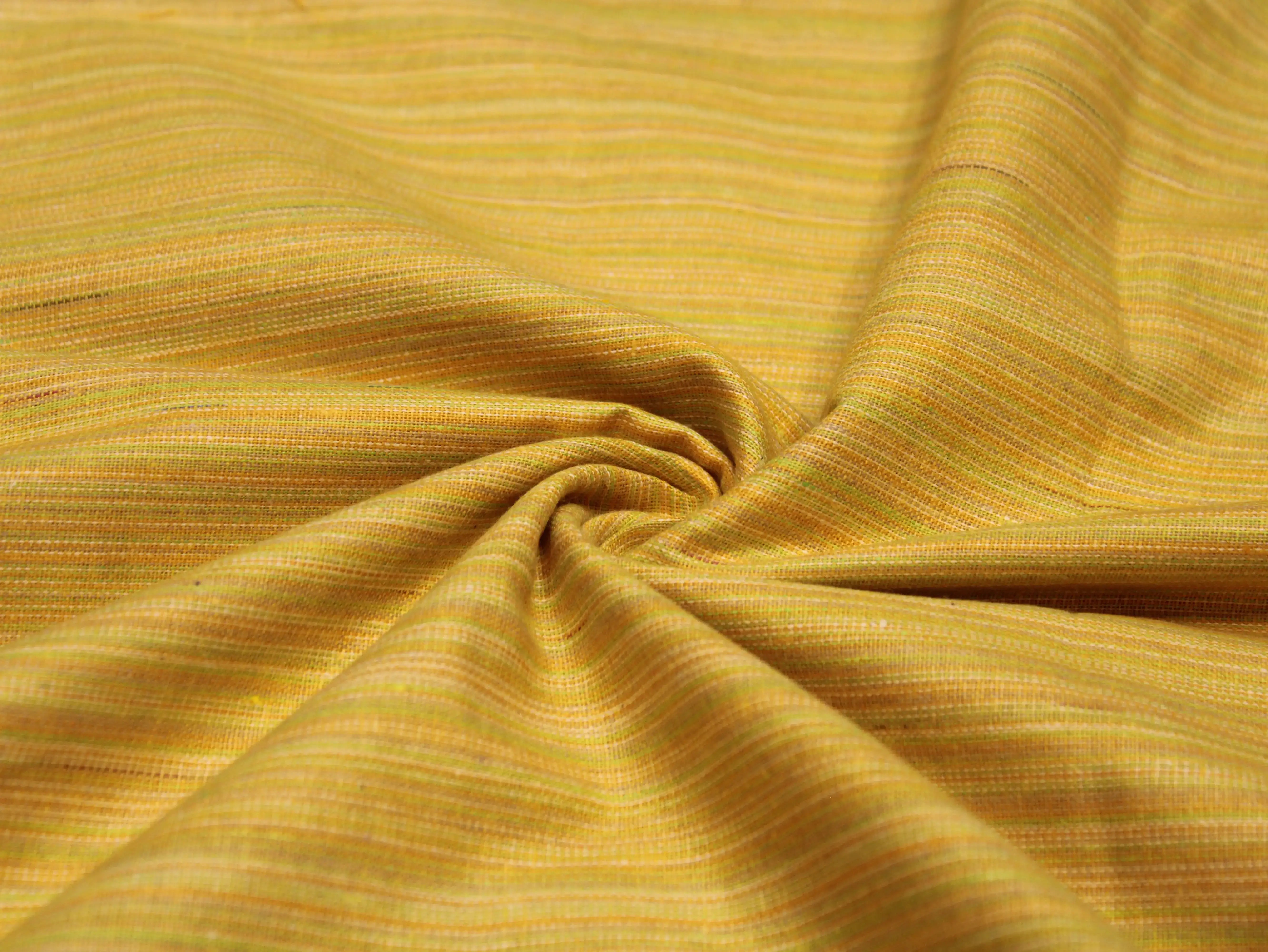 Pure Cotton Handloom Woven Fabric — Lime Yellow | Solid | 44 Inch