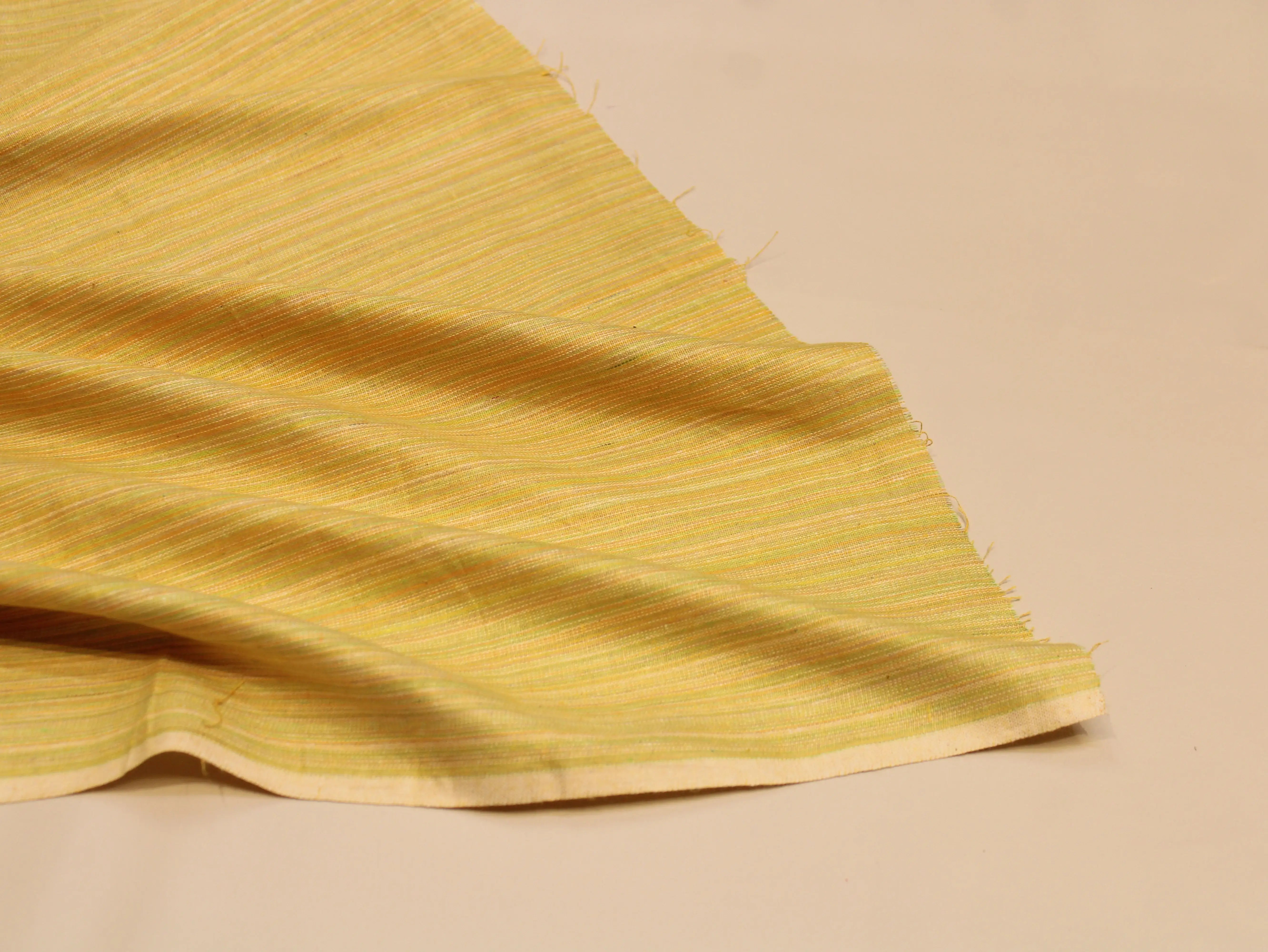 Pure Cotton Handloom Woven Fabric — Lime Yellow | Solid | 44 Inch