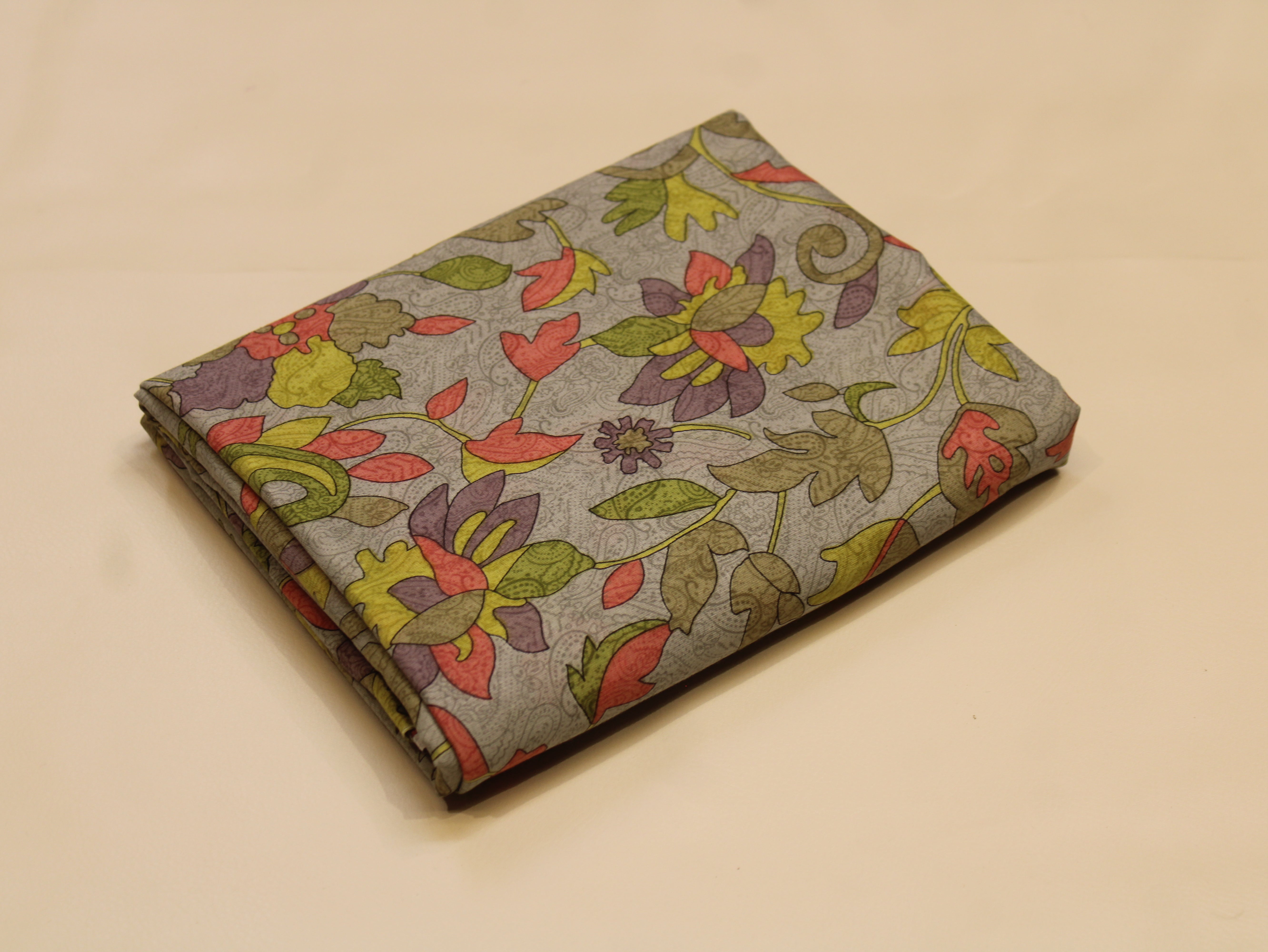 Pure Cotton Printed Fabric — Grey Floral | 44 Inch Width