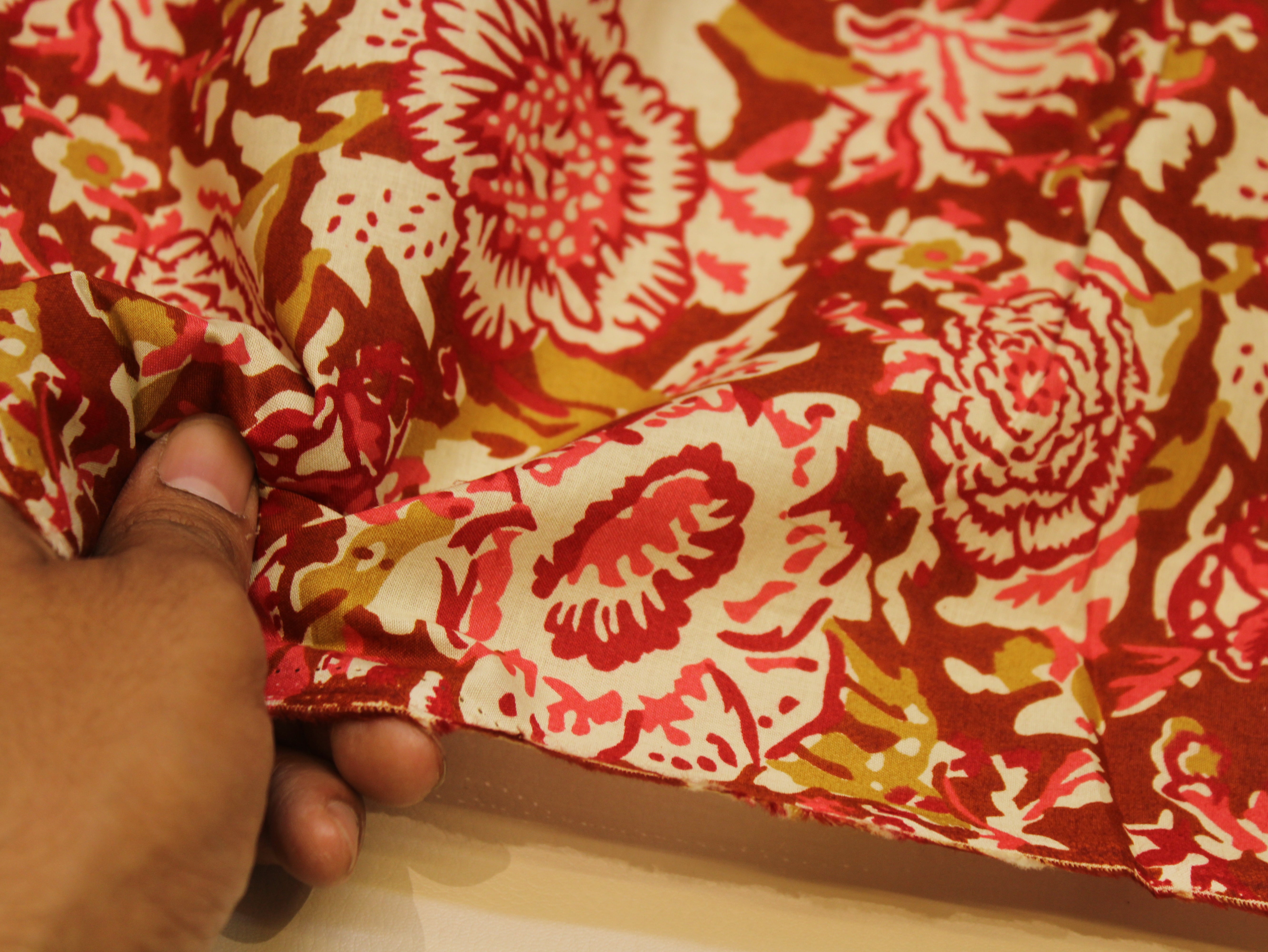 Pure Cotton Printed Fabric — Rust Orange Floral | 44 Inch