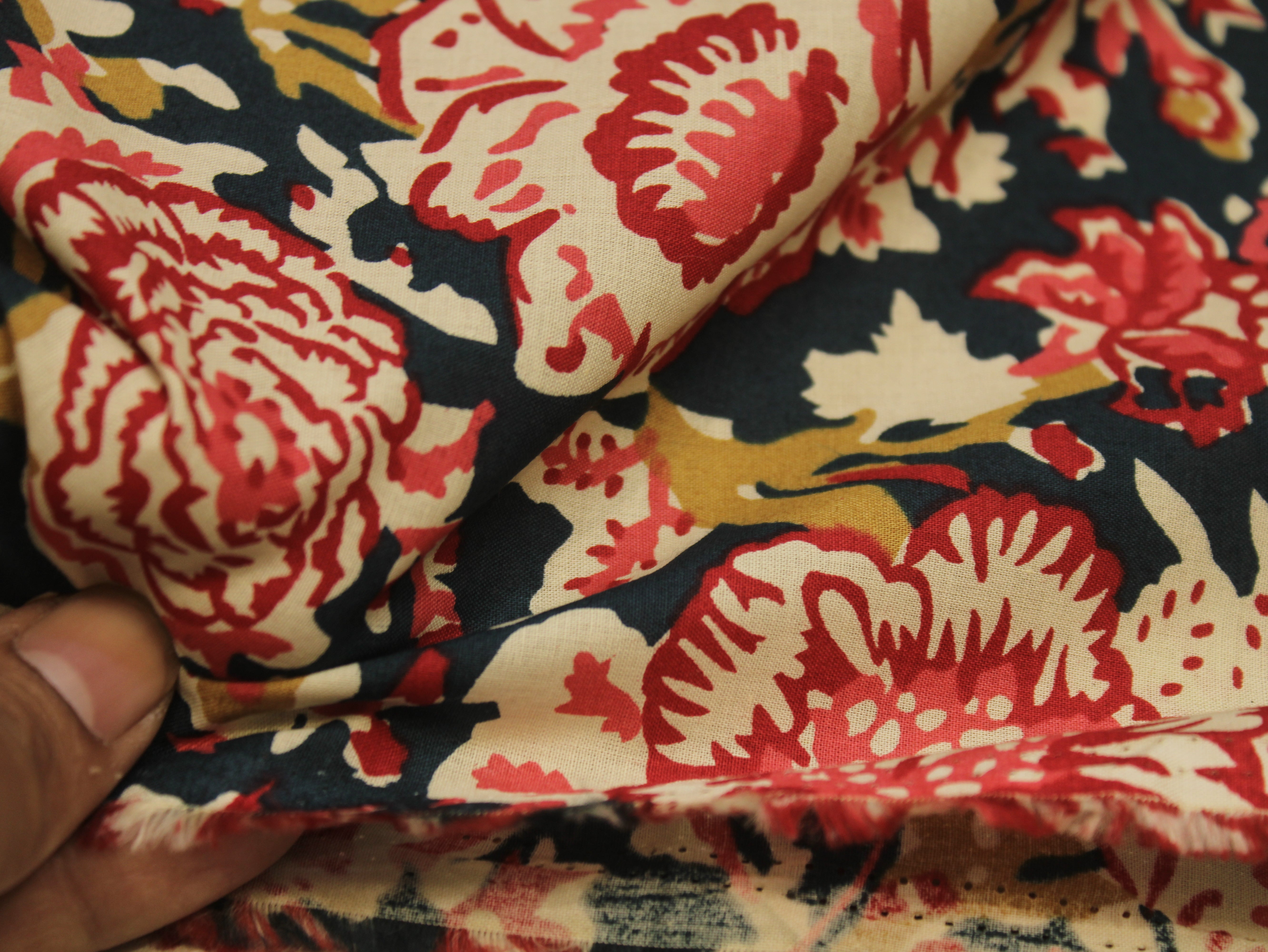 Pure Cotton Printed Fabric — Teal Blue Floral | 44 Inch