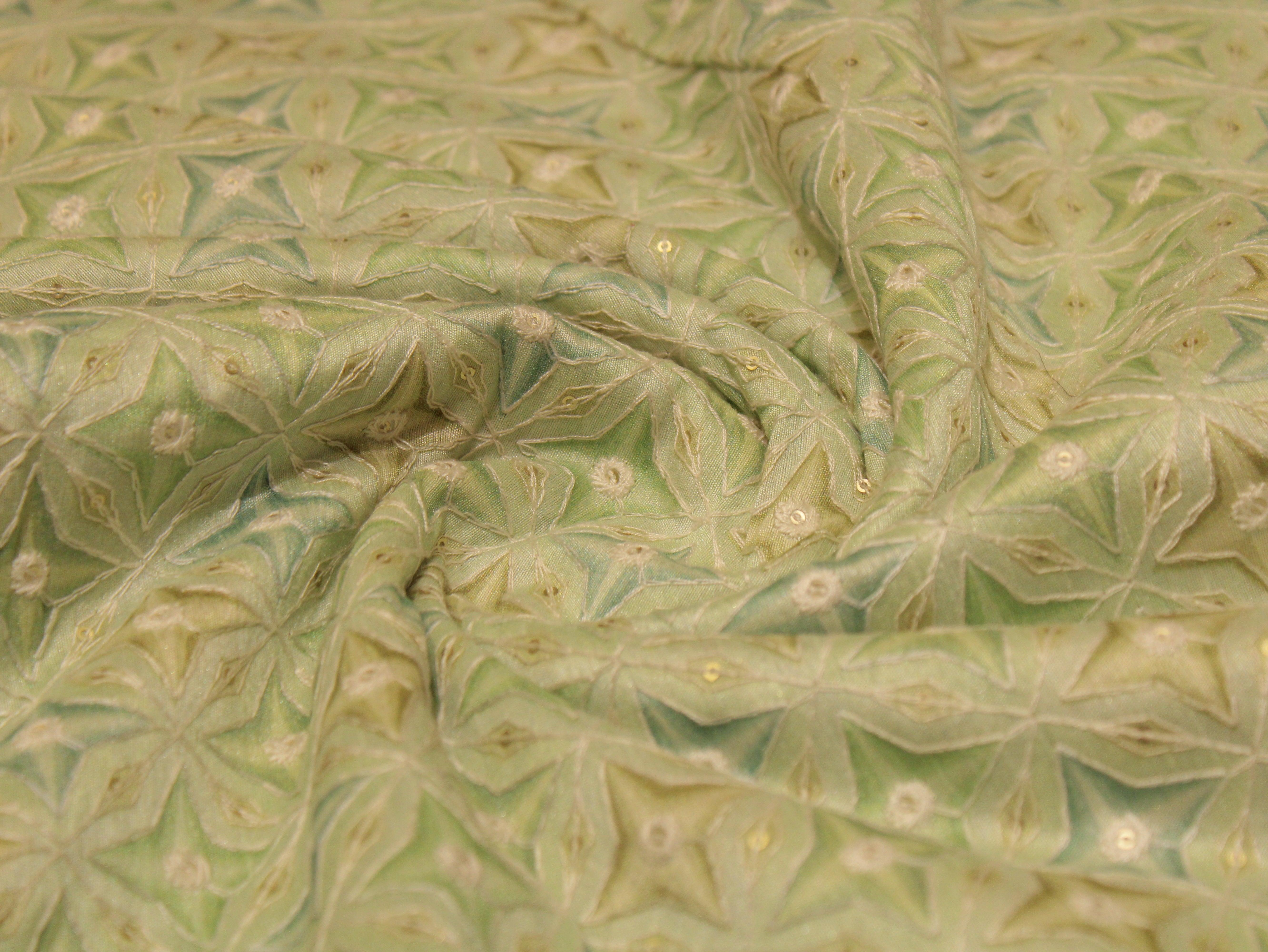 Canvas : Silk Digital Print Fabric - Lime Green