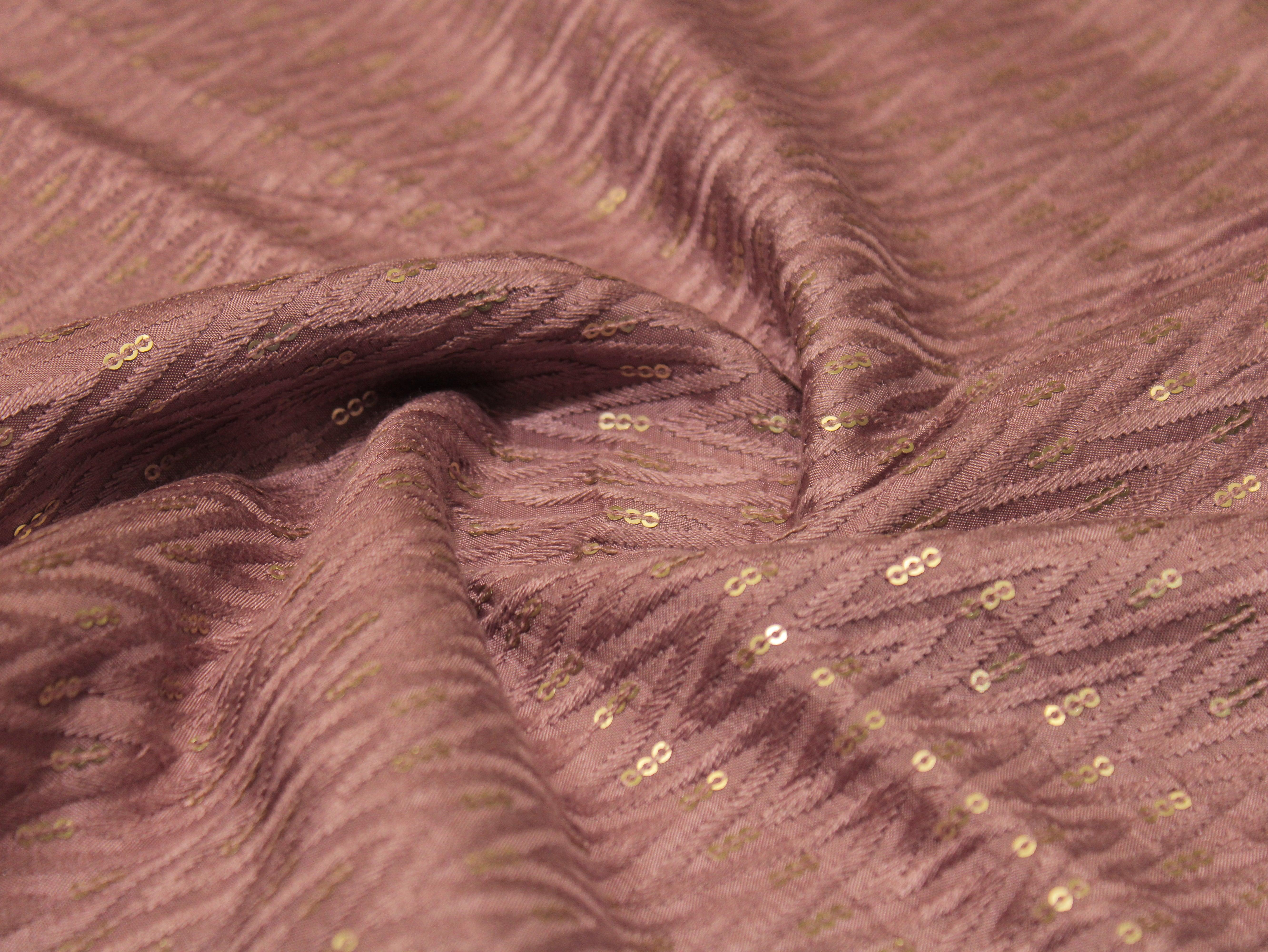 Upada Silk : Micro Thread & Sequin Work Fabric  - Onion