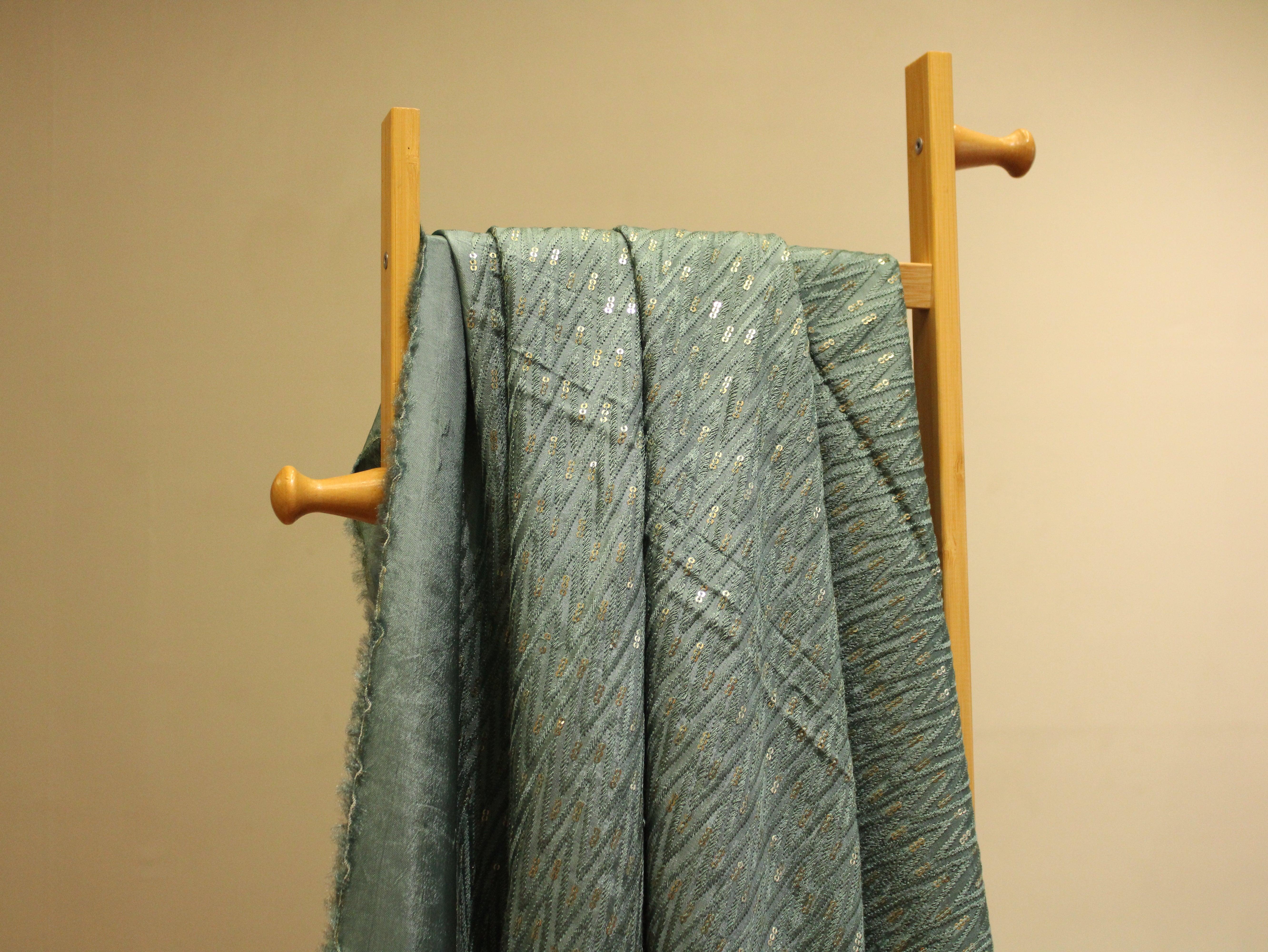 Upada Silk : Micro Thread & Sequin Work Fabric  - Pastel Blue