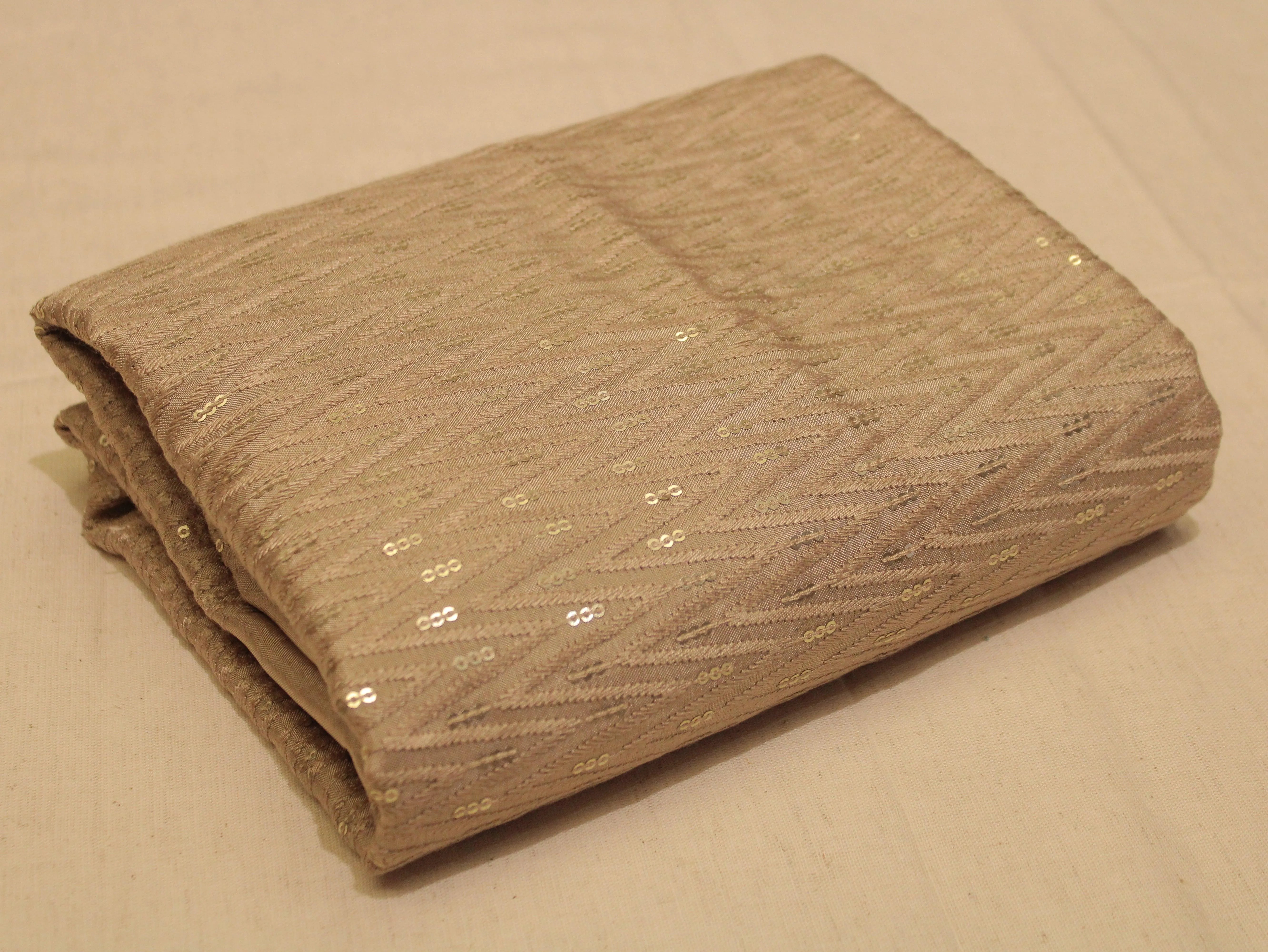 Upada Silk : Micro Thread & Sequin Work Fabric  - Beige