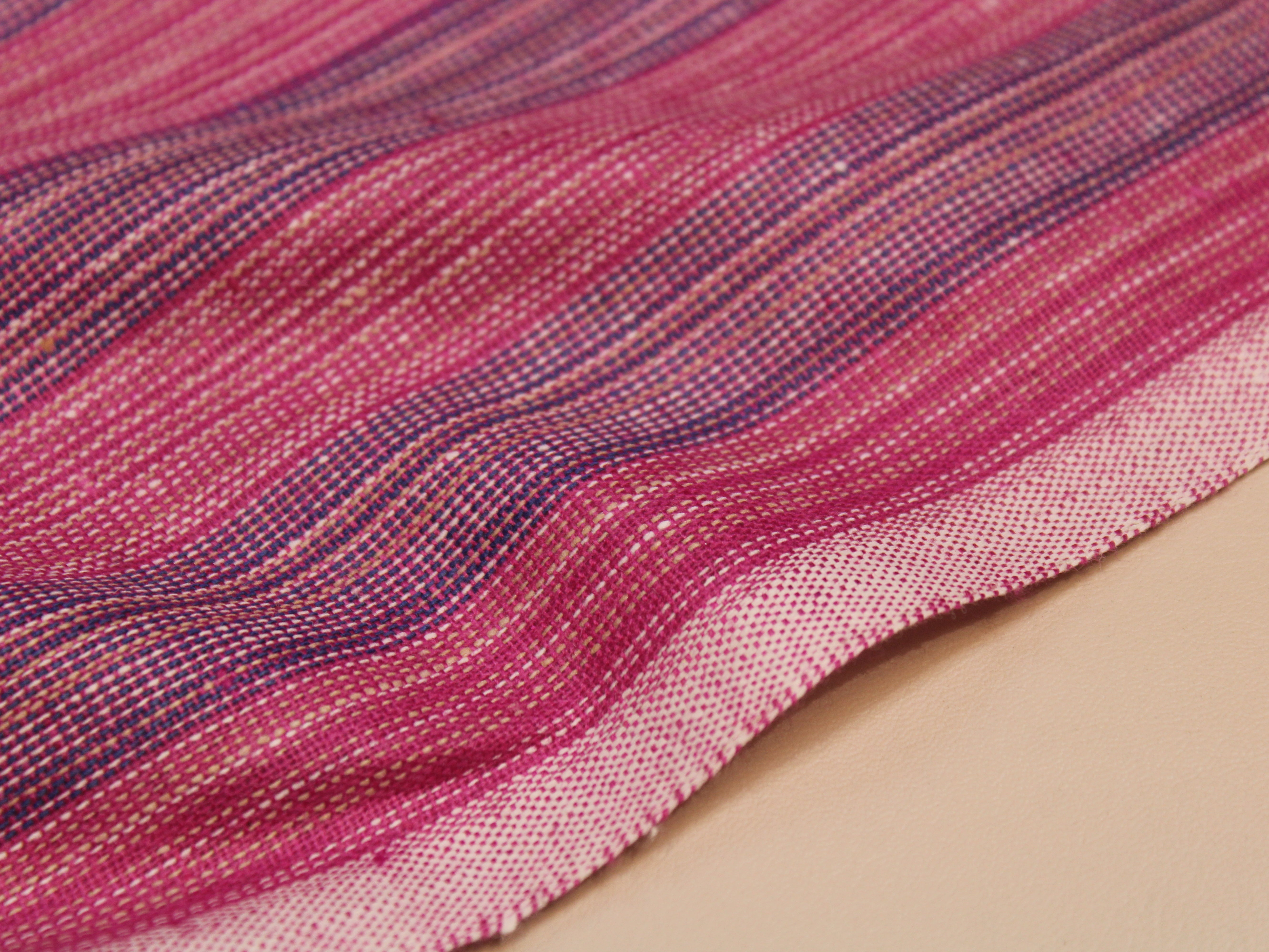 Pure Cotton Handloom Woven Fabric — Pink | Stripe | 44 Inch
