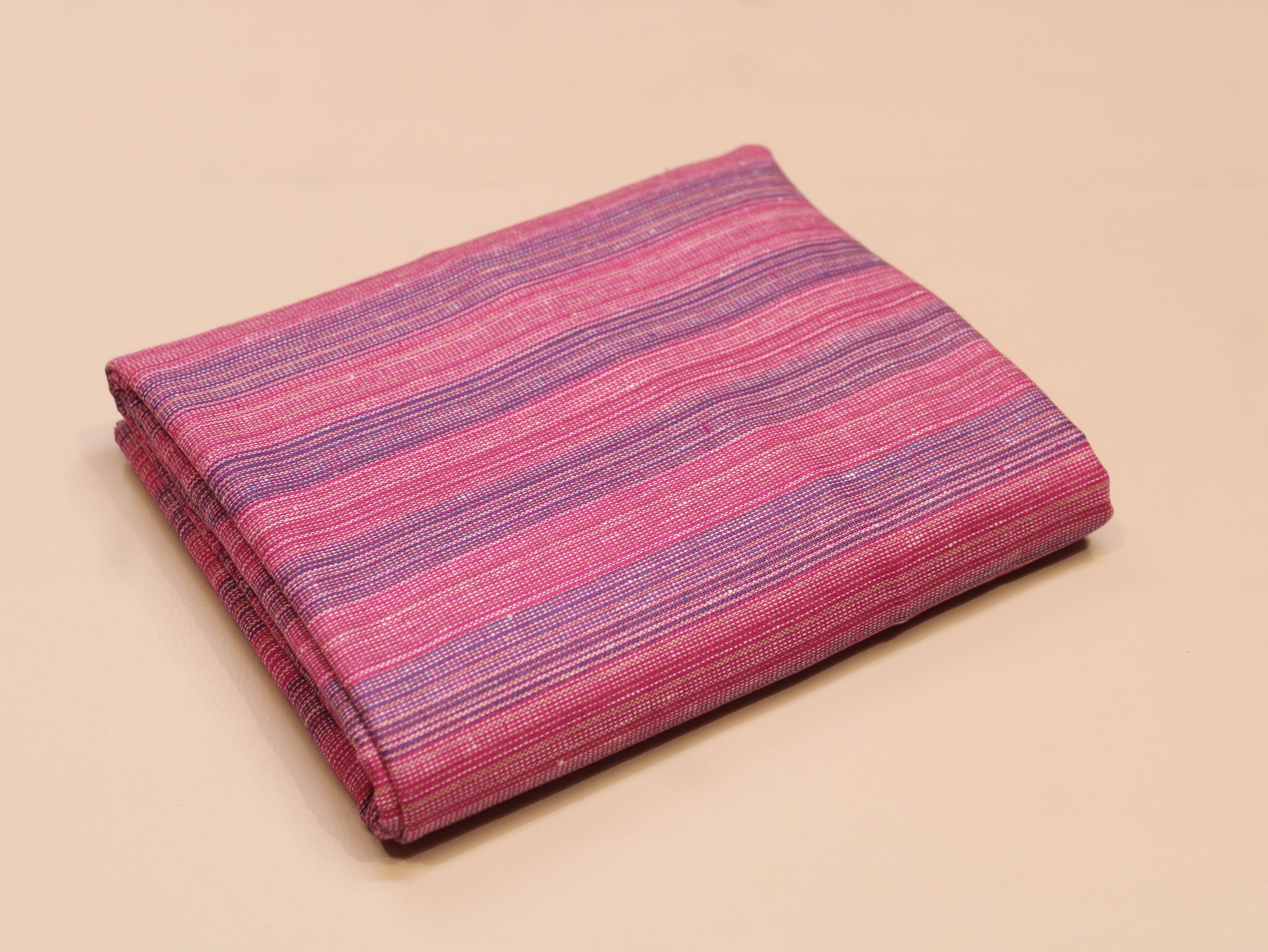 Pure Cotton Handloom Woven Fabric — Pink | Stripe | 44 Inch