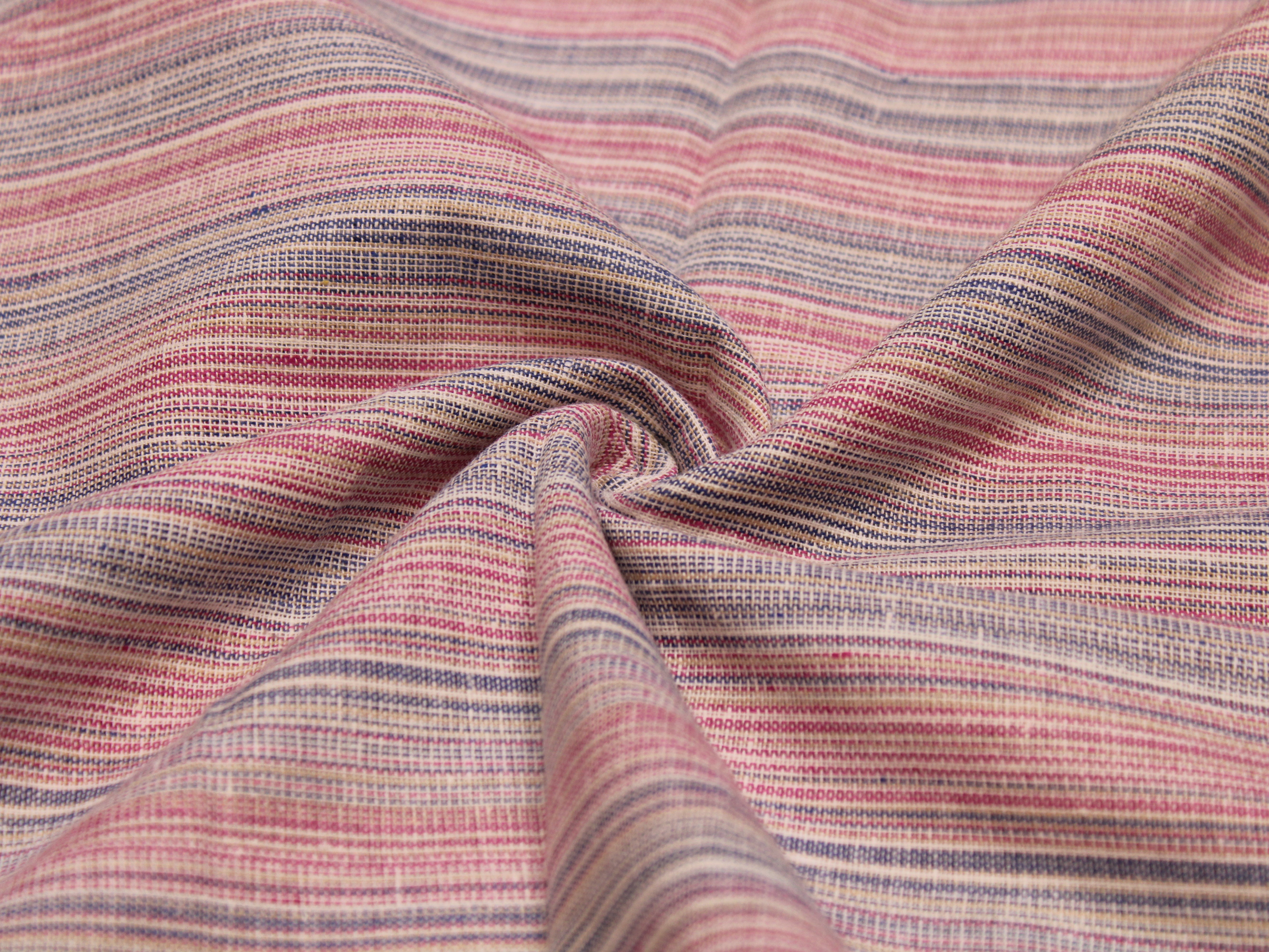 Pure Cotton Handloom Woven Fabric — Blush Pink | Stripe | 44 Inch