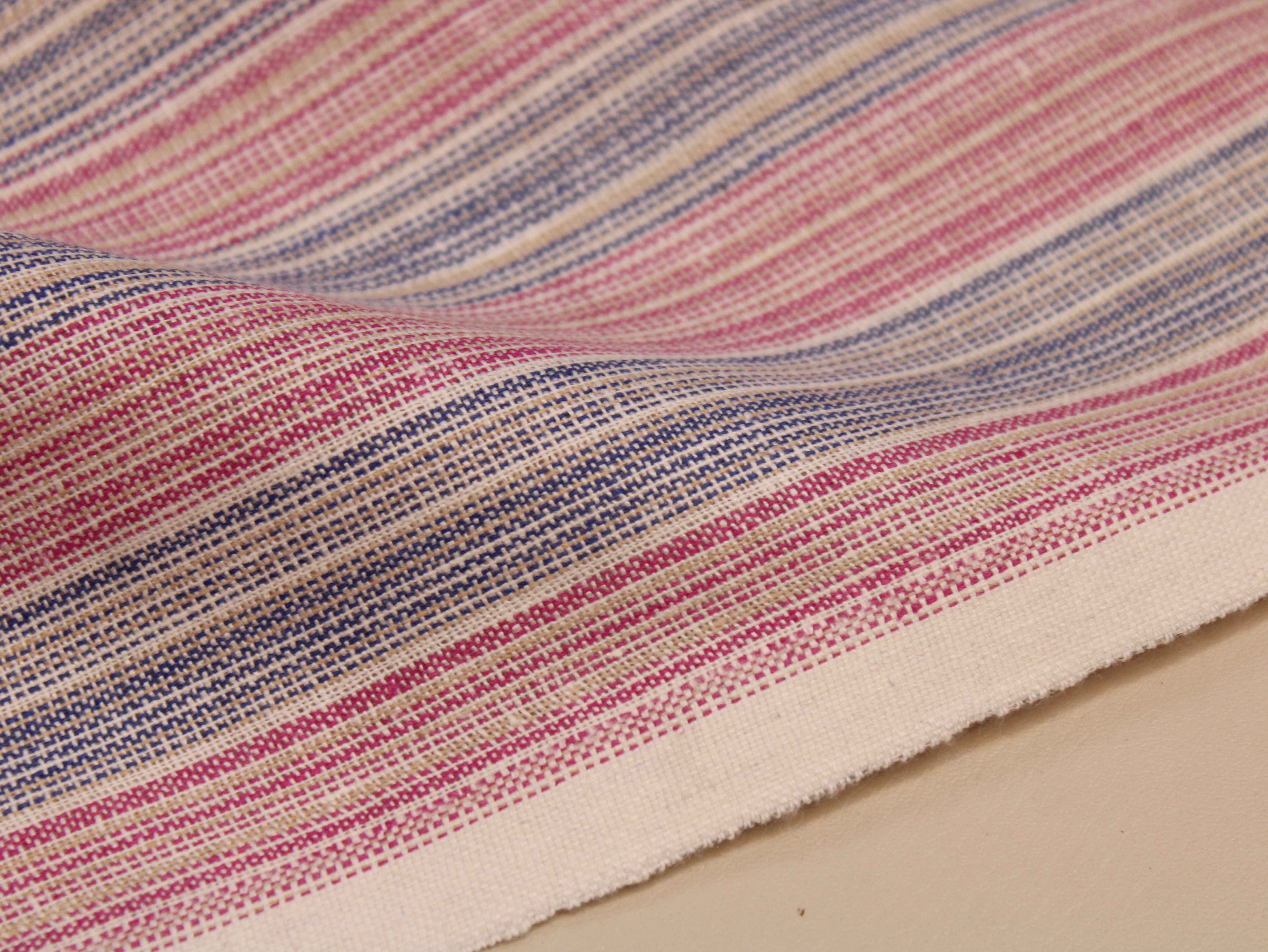 Pure Cotton Handloom Woven Fabric — Blush Pink | Stripe | 44 Inch