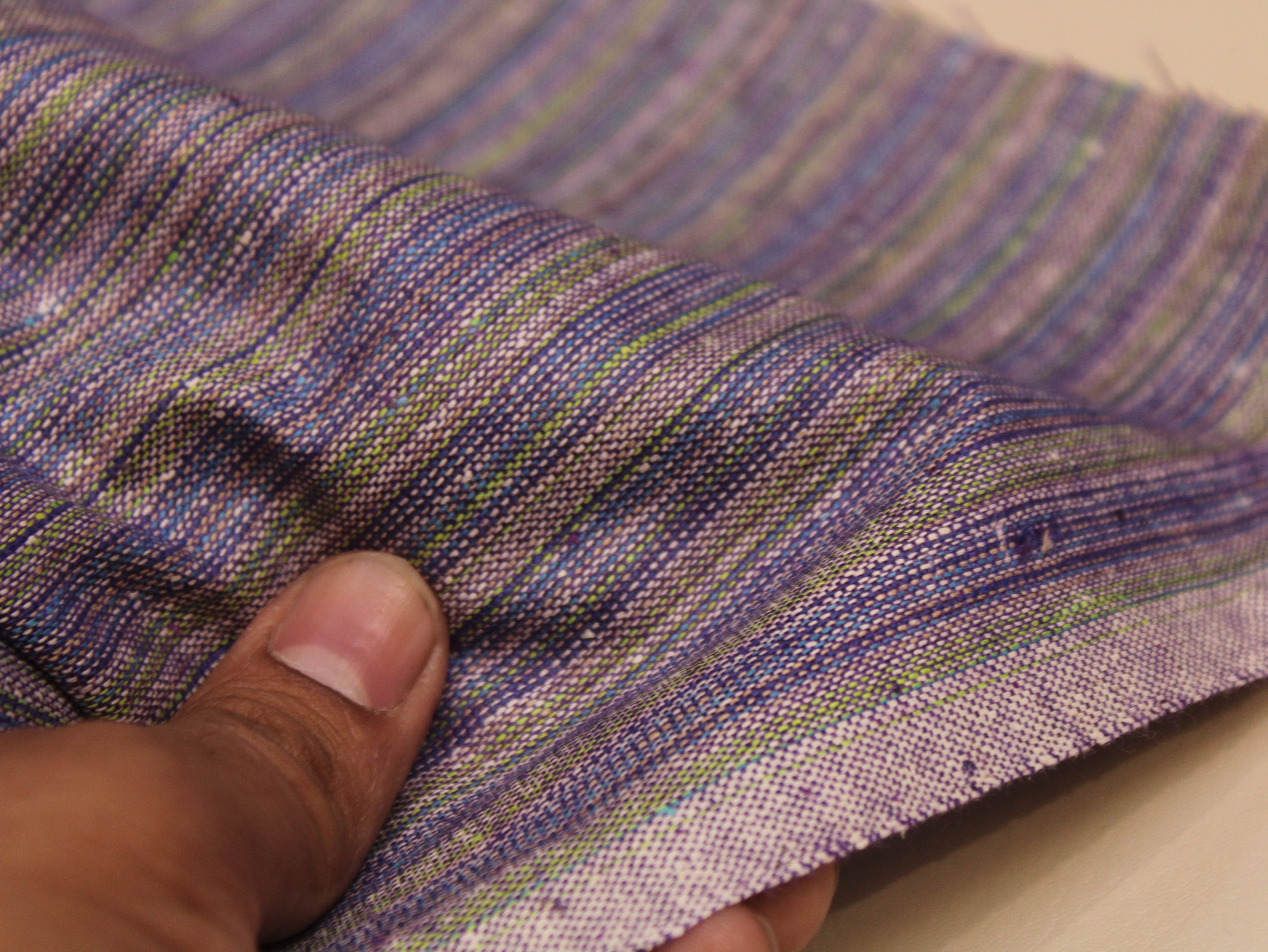 Pure Cotton Handloom Woven Fabric — Dusty Violet | Stripe | 44 Inch