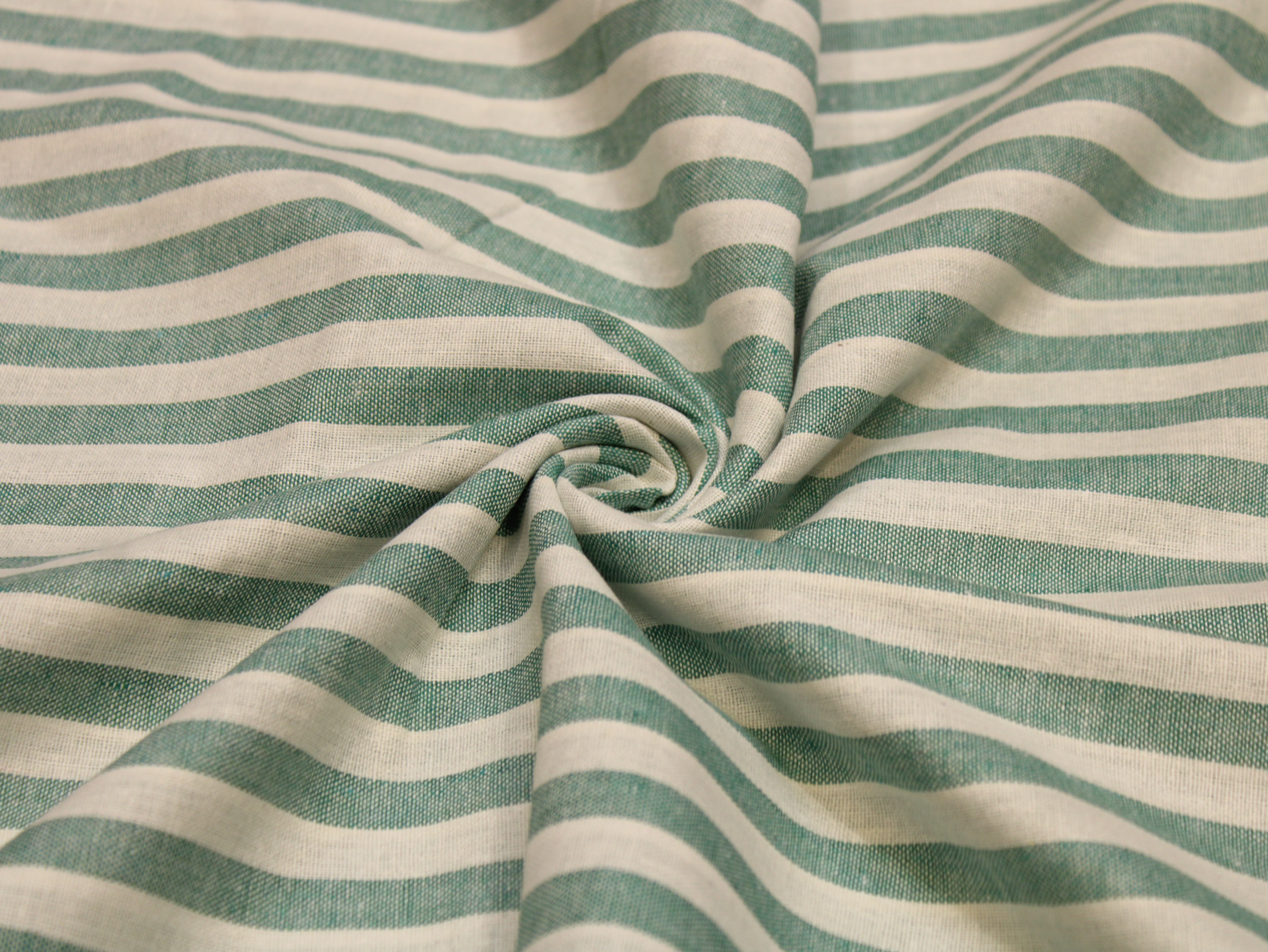 Pure Cotton Handloom Woven Fabric — Sea Green | Stripe | 44 Inch