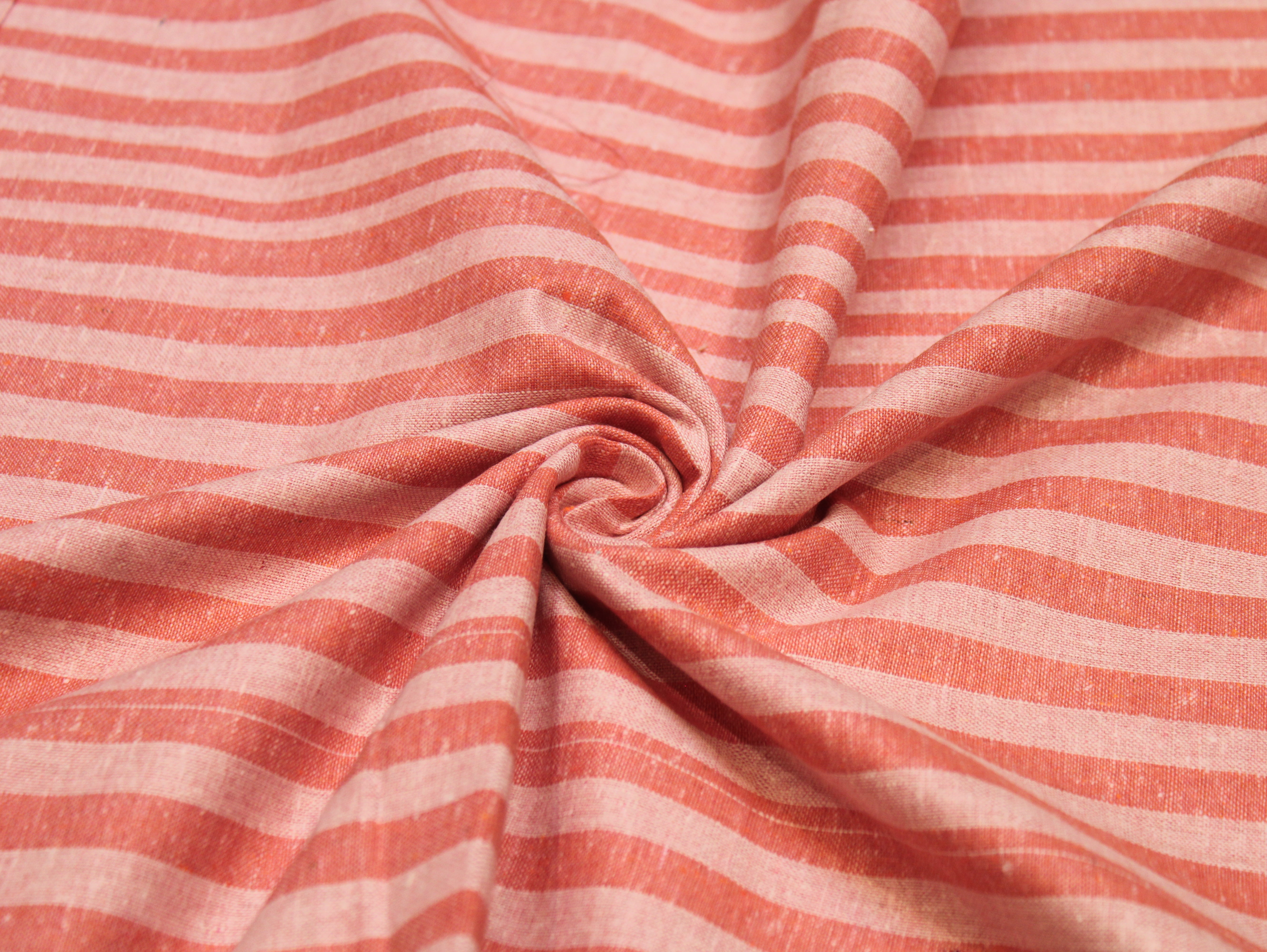 Pure Cotton Handloom Woven Fabric — Peach | Stripe | 44 Inch
