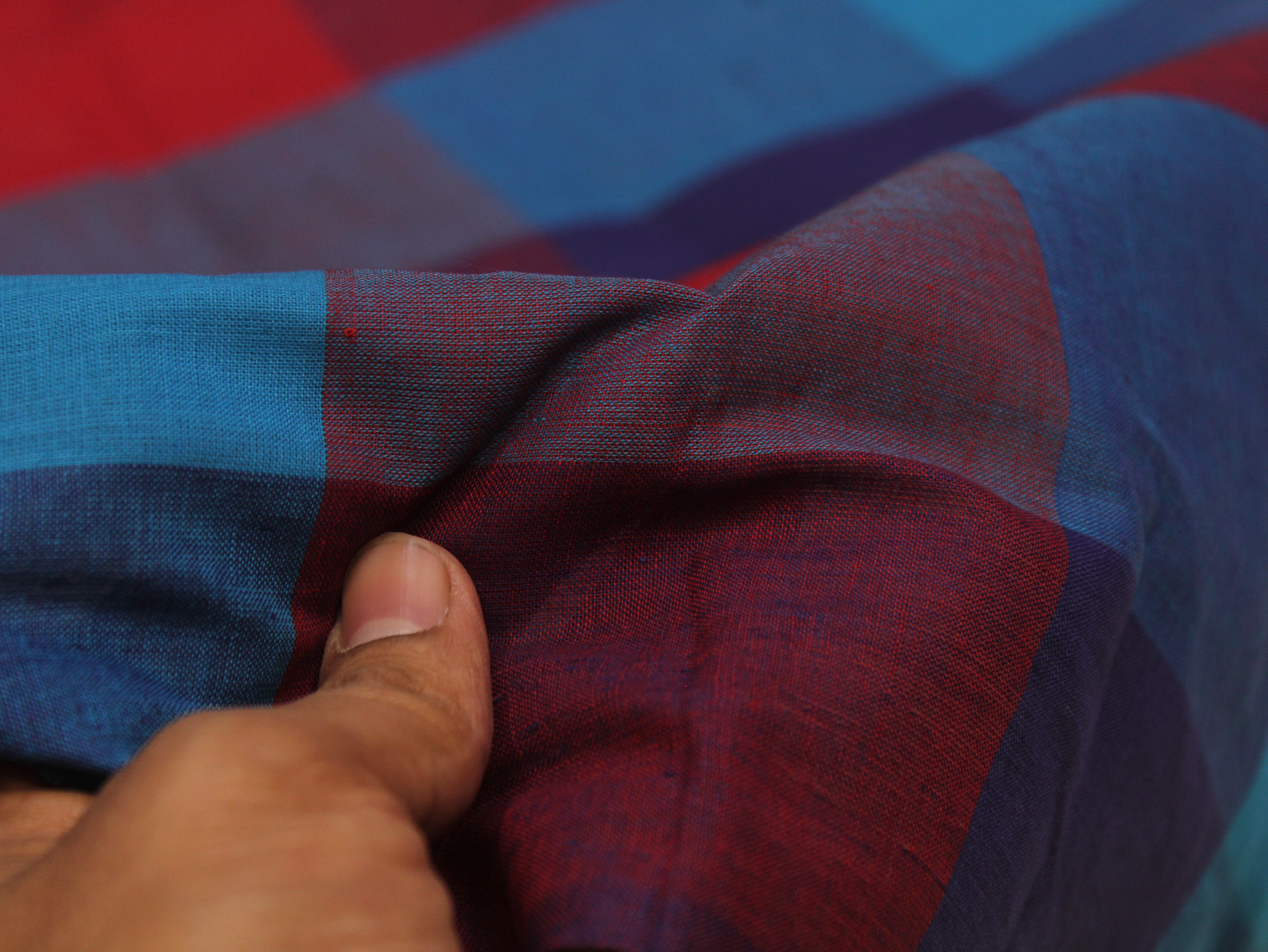 Pure Cotton Handloom Big Multi Checked Fabric 44 Inch (4x4 Checks) – Mfoks