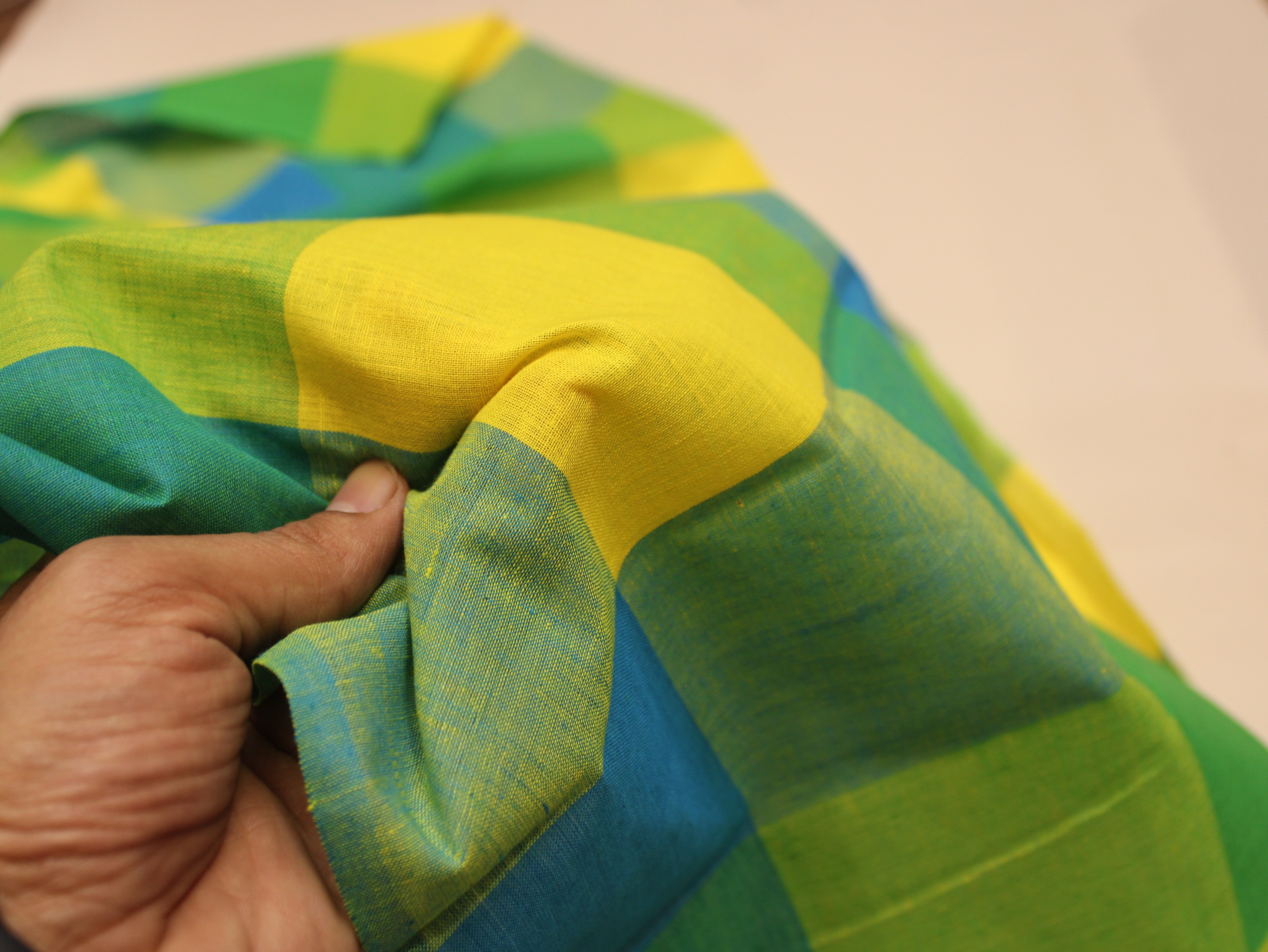 Pure Cotton Handloom Big Multi Checked Fabric 44 Inch (4x4 Checks) – Mfoks