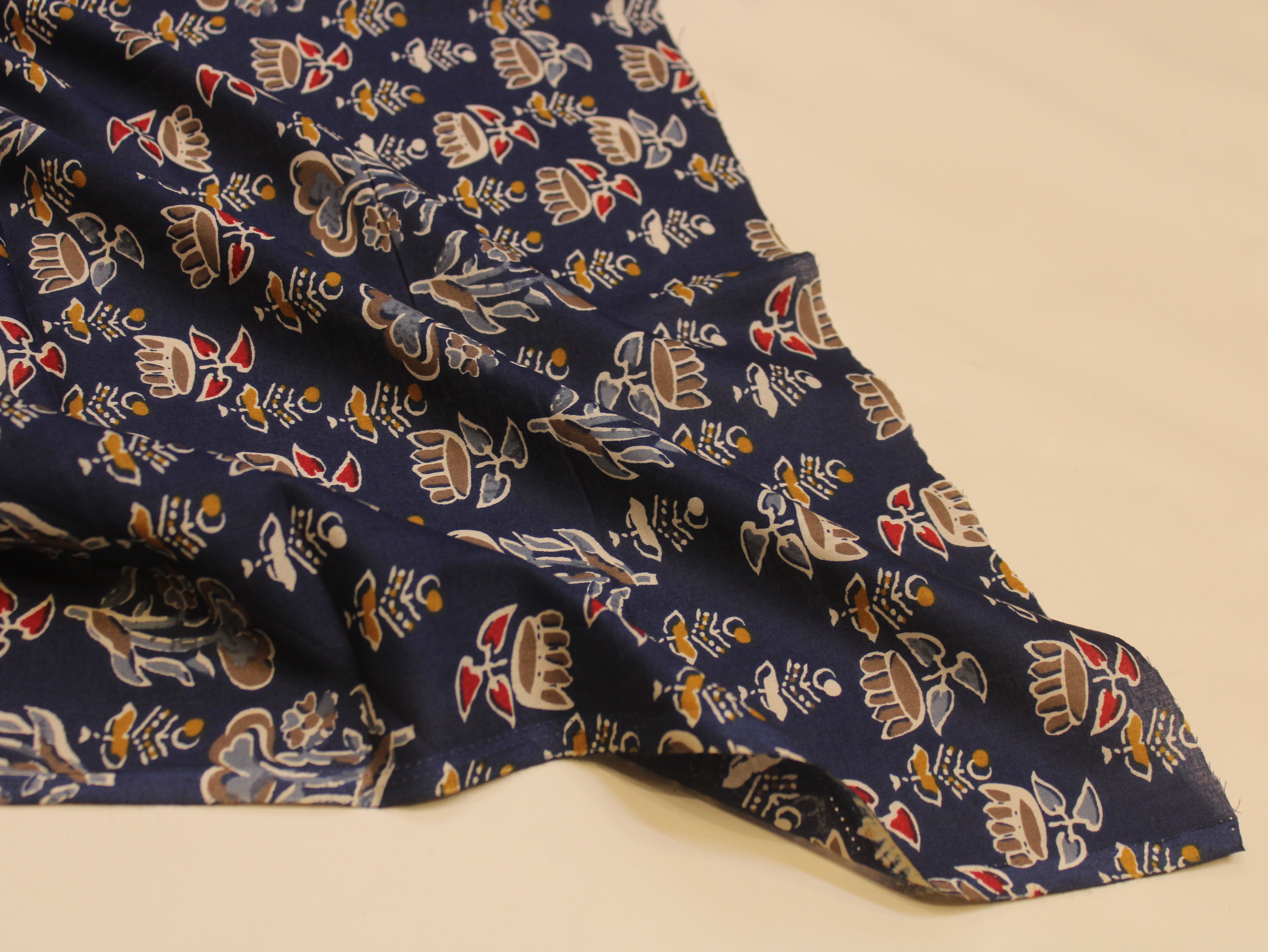 Pure Cotton Premium Printed Fabric 44" Width - Digital Print - Motifs | Navy Blue