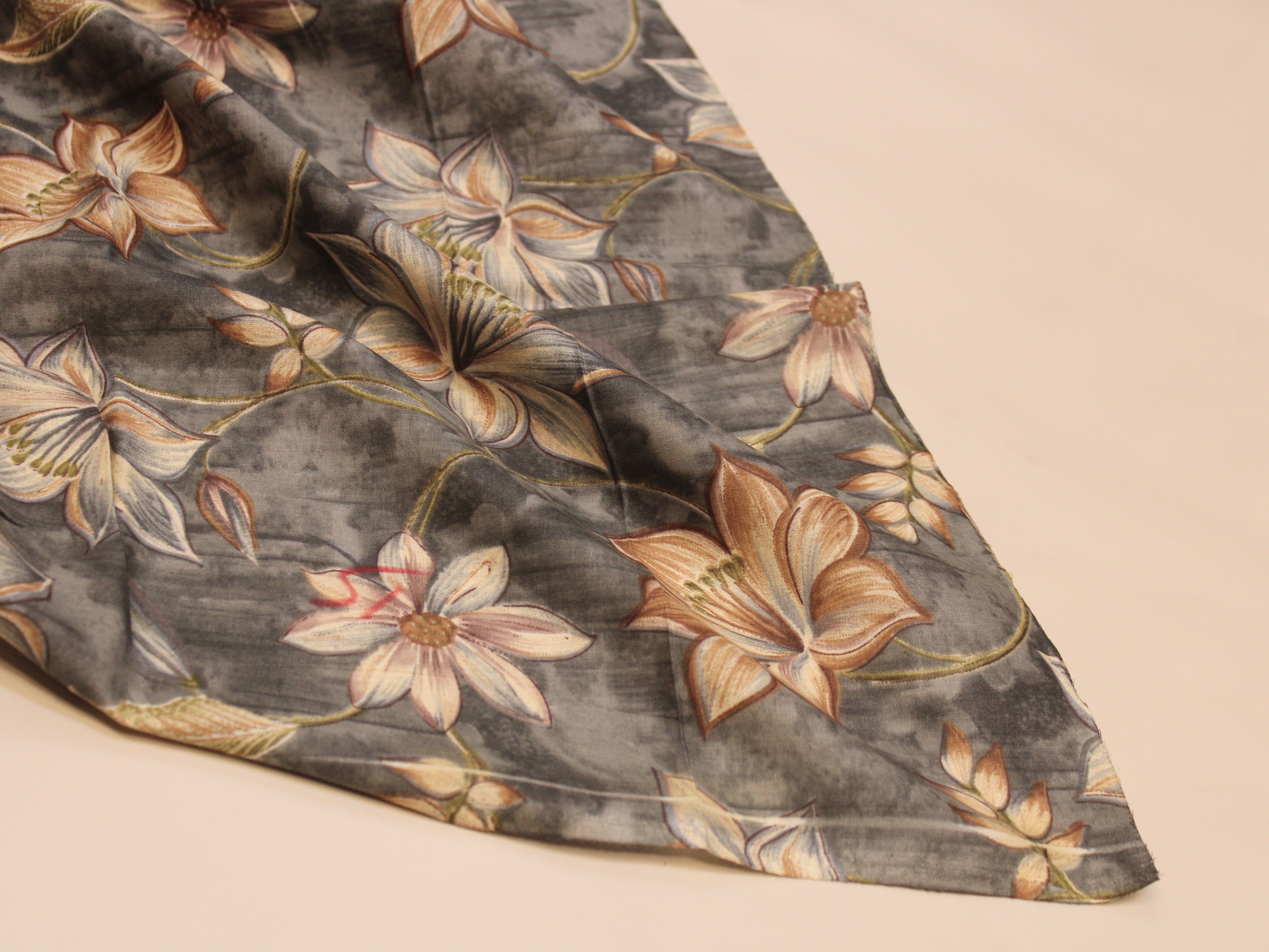 Pure Cotton Premium Printed Fabric 44" Width - Digital Print - Floral | Grey