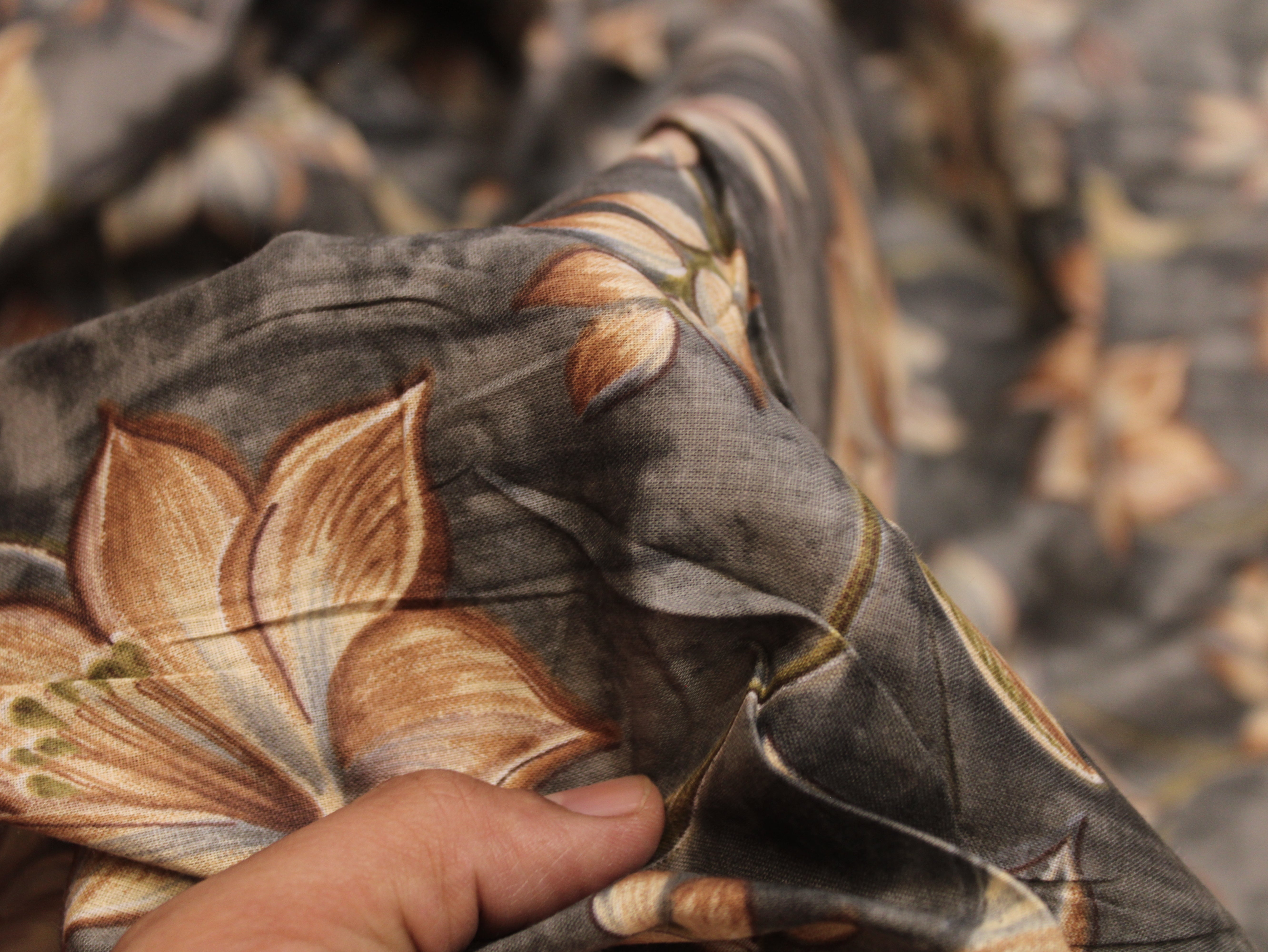 Pure Cotton Premium Printed Fabric 44" Width - Digital Print - Floral | Grey