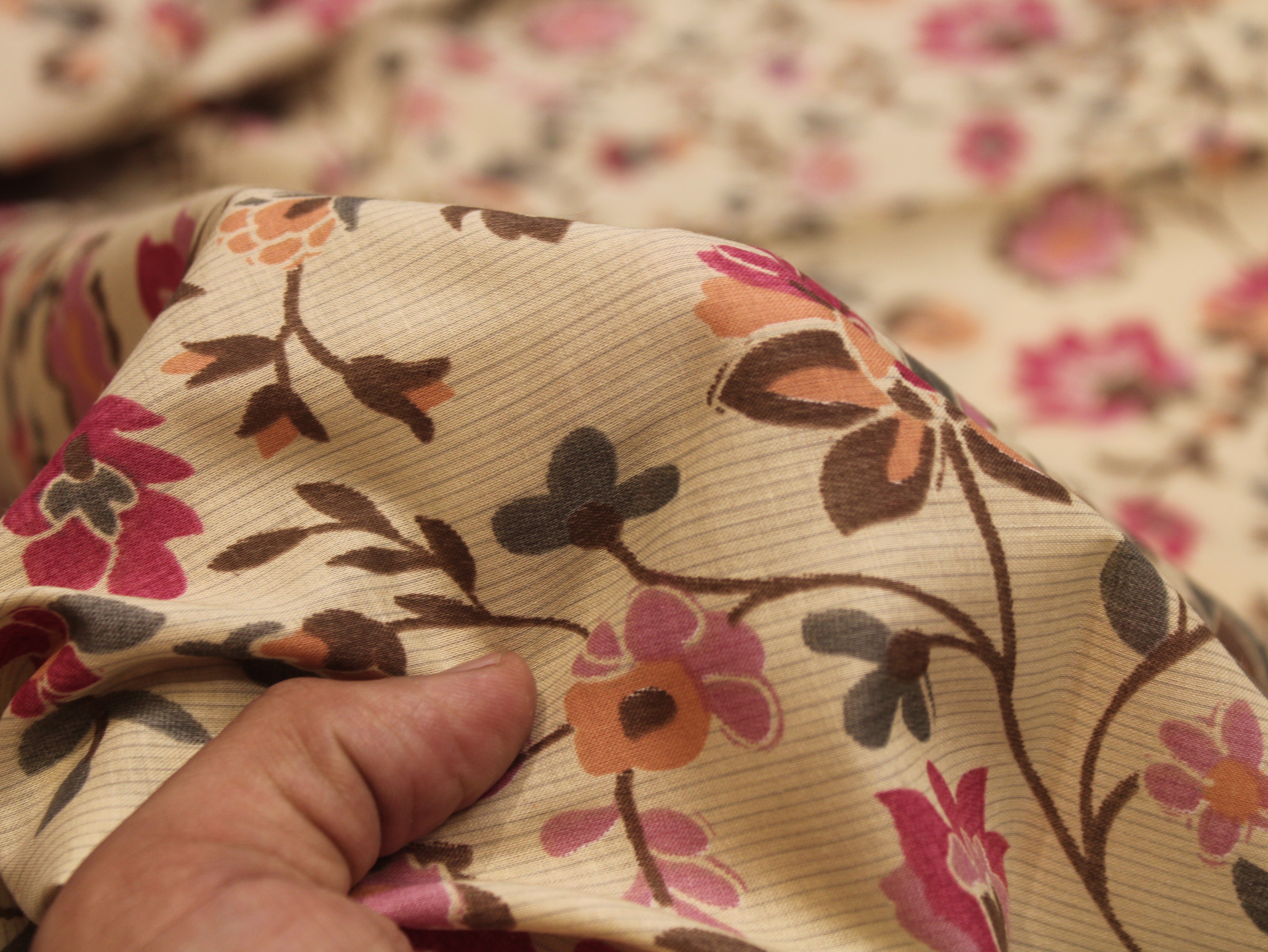Pure Cotton Premium Printed Fabric 44" Width - Digital Print - Floral | Pink