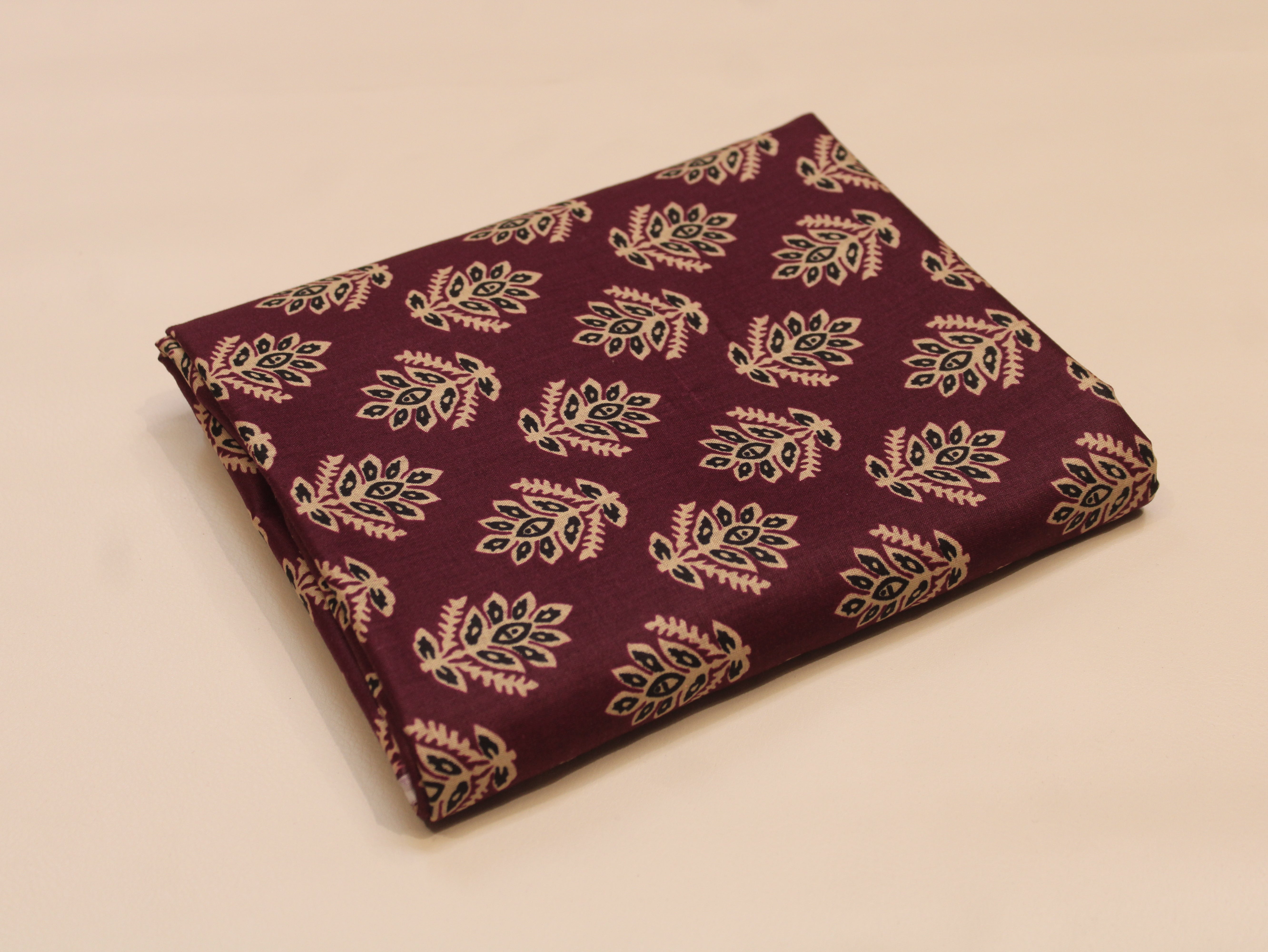 Pure Cotton Premium Printed Fabric 44" Width - Digital Print - Motifs | Maroon
