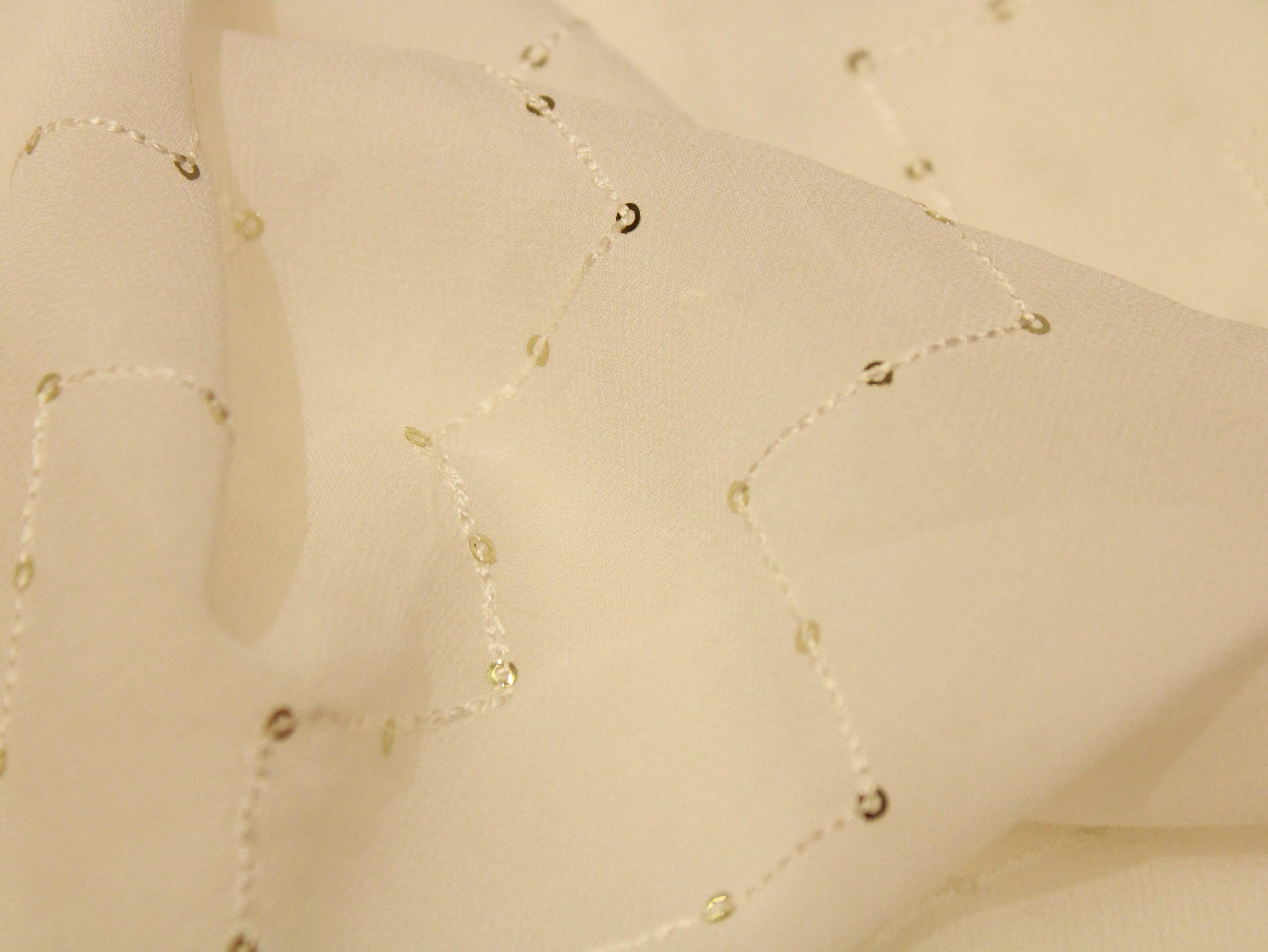 Bemberg Georgette Sequin Work Fabric - White Dyeable