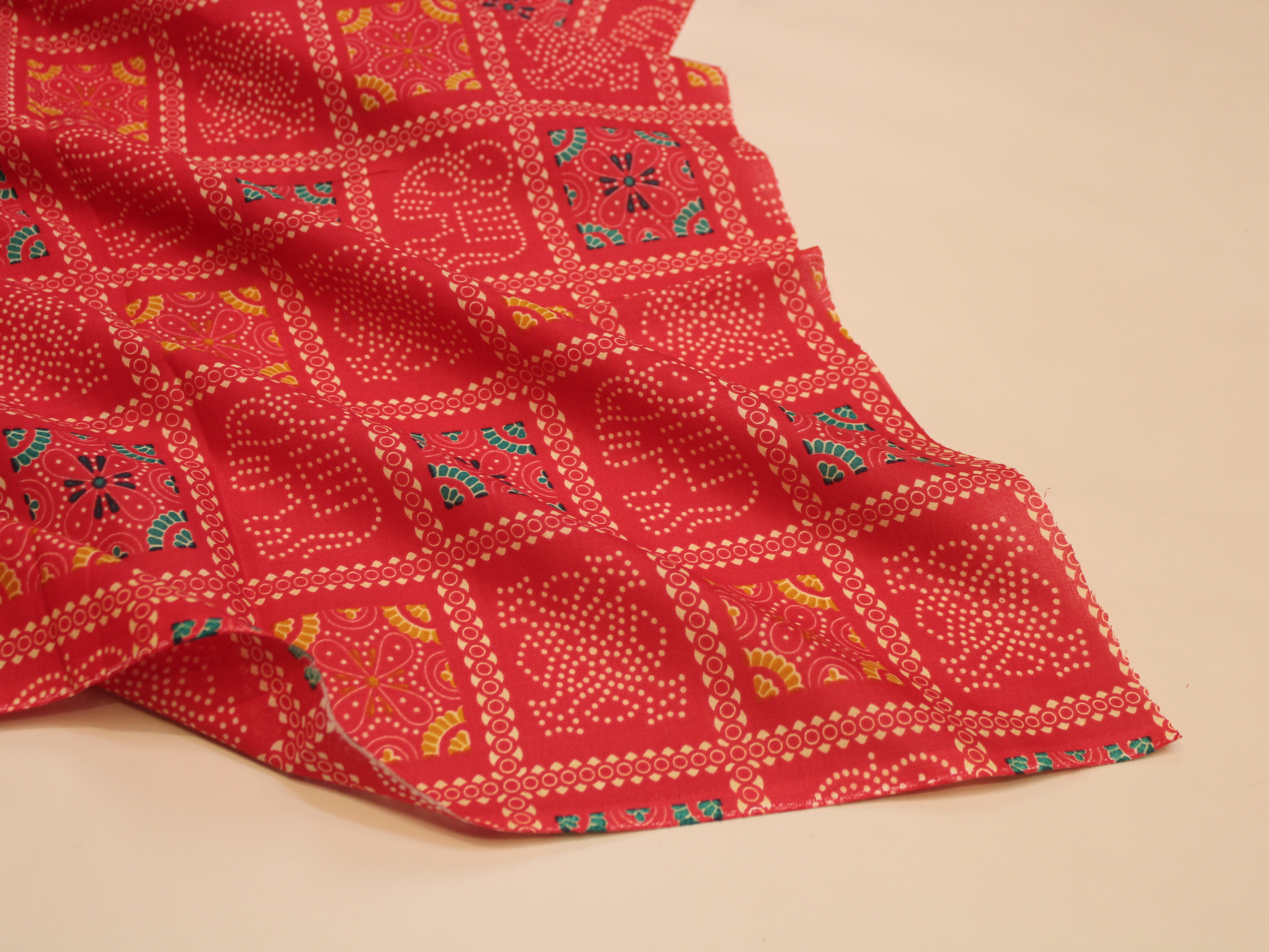 Pure Cotton Premium Printed Fabric 44" Width - Digital Print - Bandhini | Red